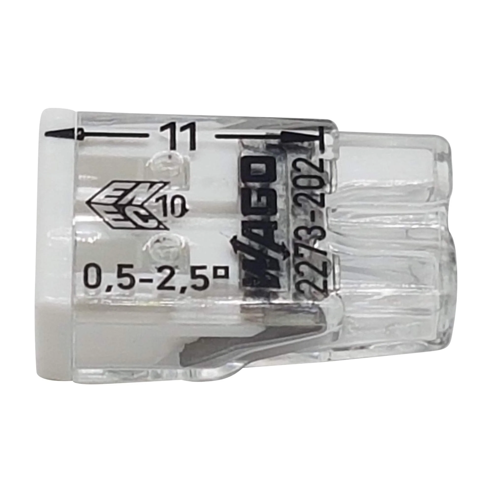 Wago 2273-202 Compact Junction Box Terminal Diameter 0.5 - 2.5 mm² 2-Pin Transparent / White Pack of 20 - Image 2