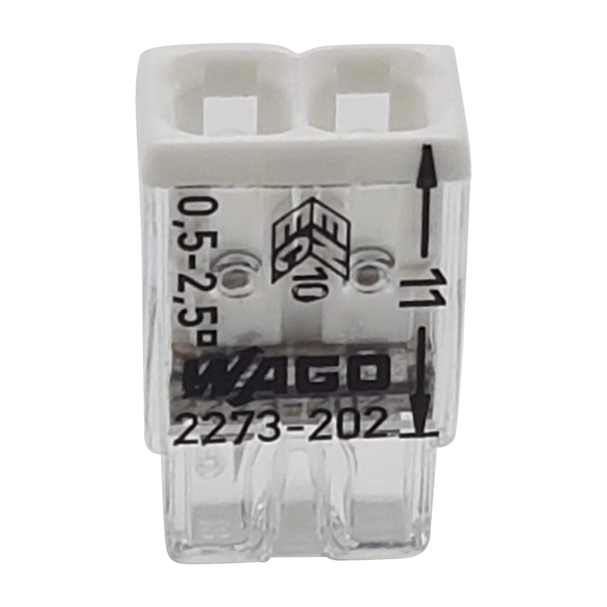 Wago 2273-202 Compact Junction Box Terminal Diameter 0.5 - 2.5 mm² 2-Pin Transparent / White Pack of 20 - Image 4