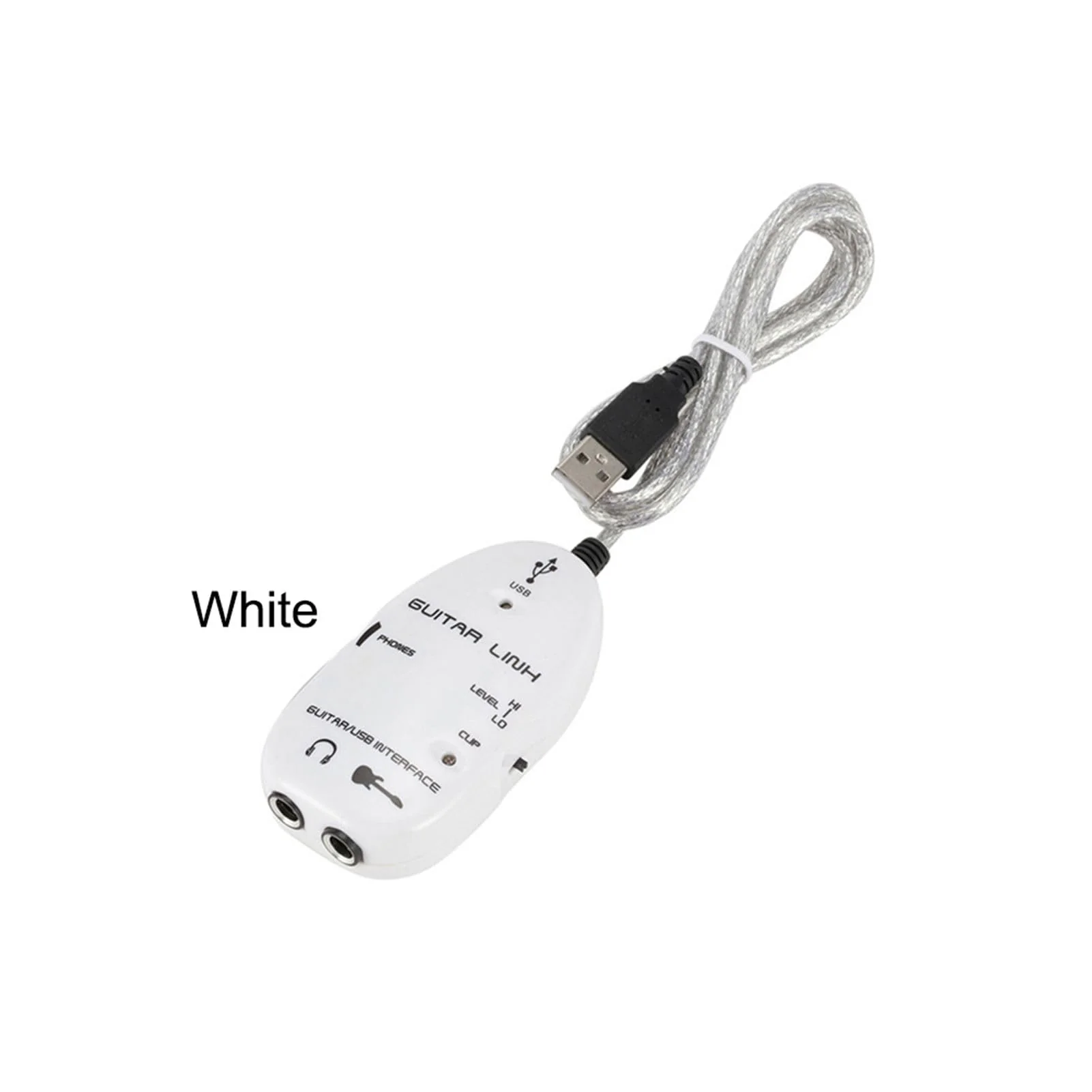 Walfront Guitar Link Cable Adapter USB Interface Recorder for PC Computer, with Stereo Headphone Output, USB Powered for Monitoring with Active Monitor Speakers (White) White - Image 5
