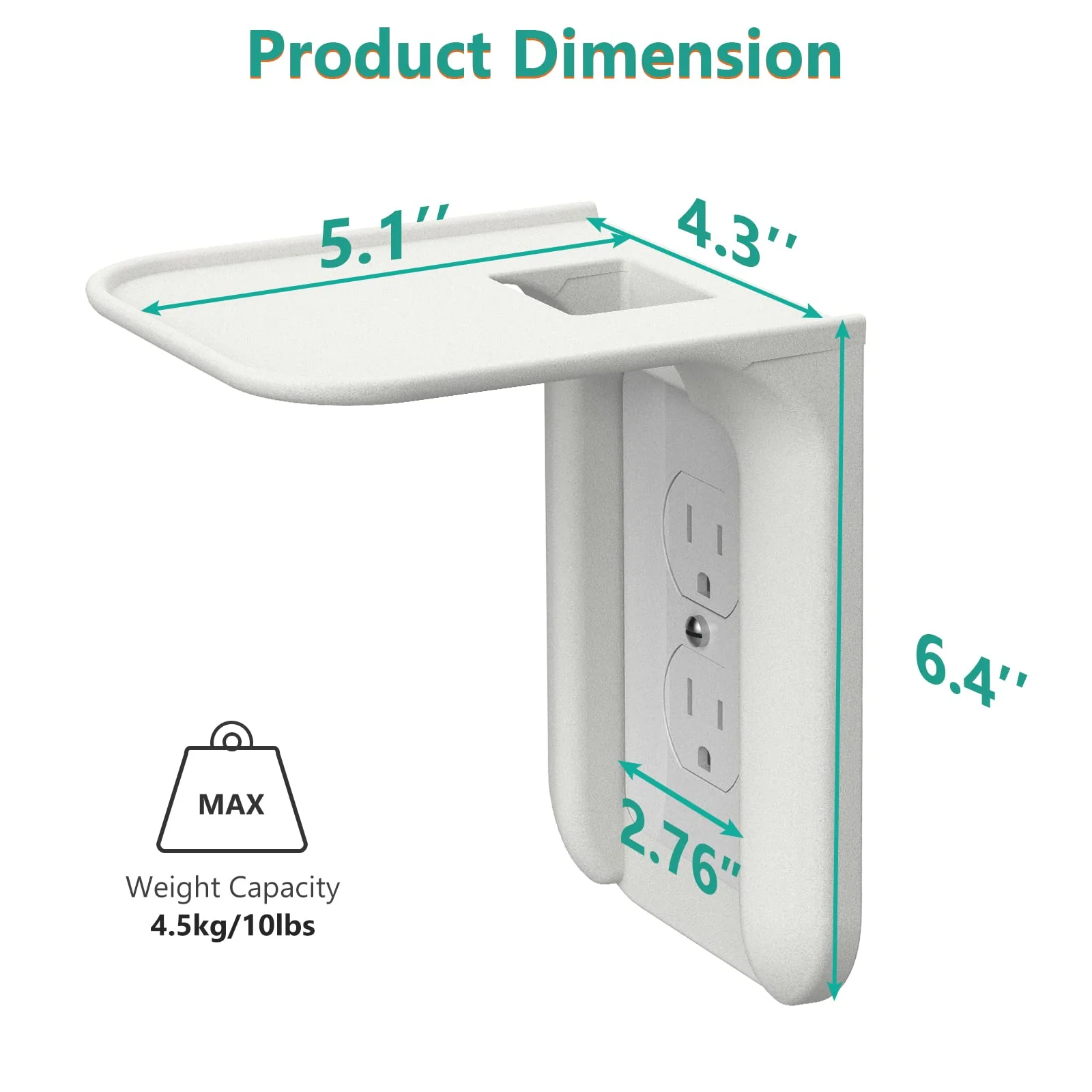 WALI Outlet Shelf Wall Holder,Bathroom Wall Shelf up to 10lbs Standard Vertical Duplex Wall Shelf Organizer for Smart Home Decor Space Saving Power Tools, Toothbrush (OLS002-W), 2 Pack, White - Image 3