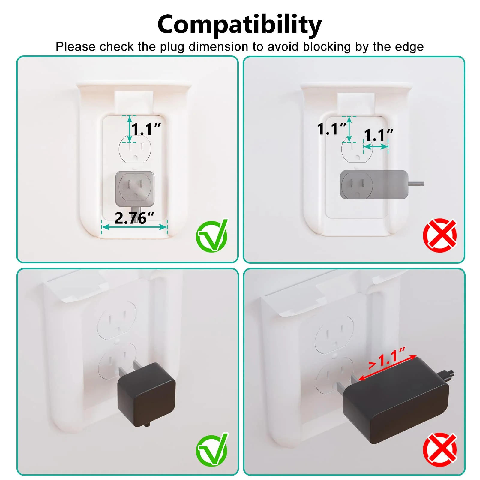 WALI Outlet Shelf Wall Holder,Bathroom Wall Shelf up to 10lbs Standard Vertical Duplex Wall Shelf Organizer for Smart Home Decor Space Saving Power Tools, Toothbrush (OLS002-W), 2 Pack, White - Image 4