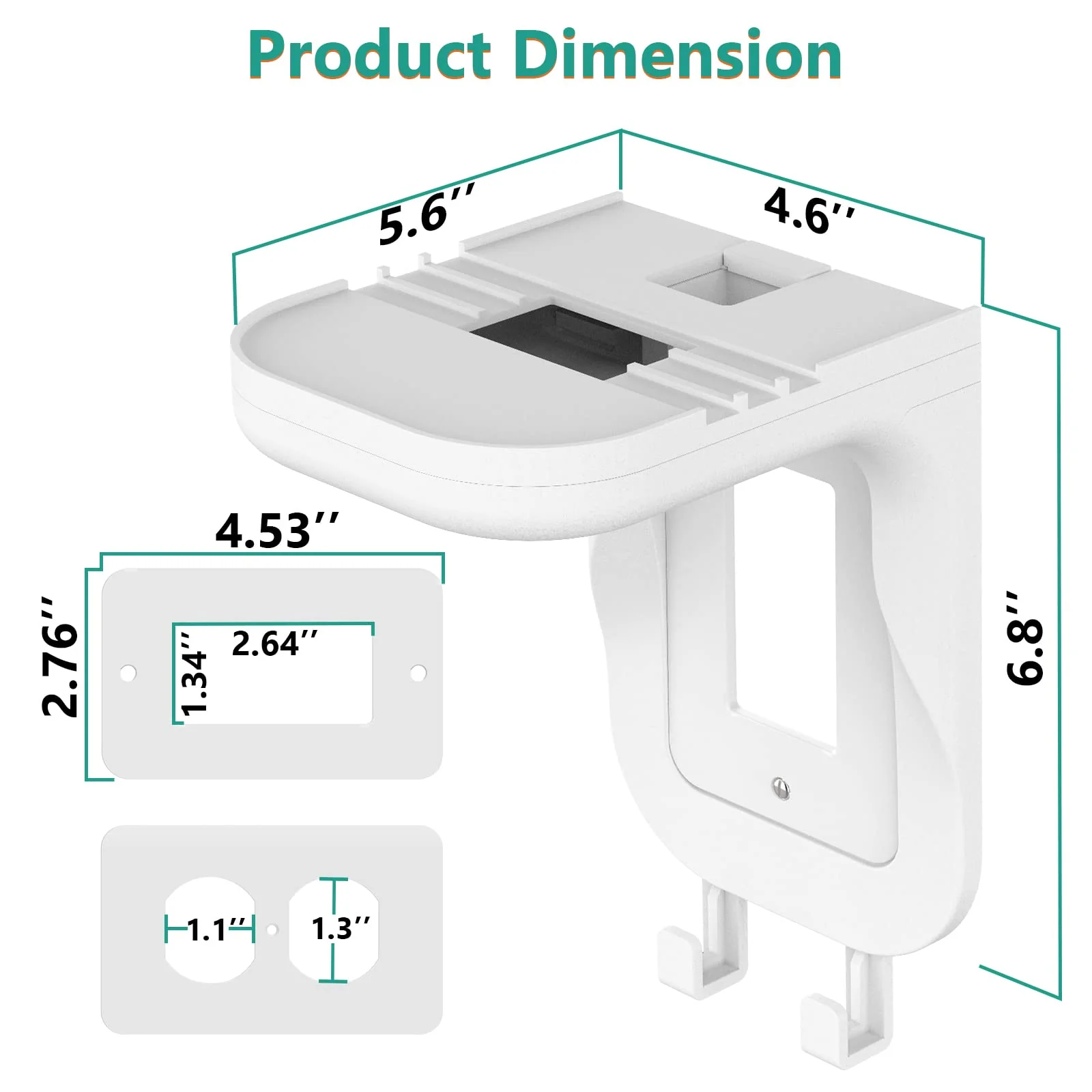 WALI Outlet Shelf Wall Holder, fit for Duplex GFCI Decorative Outlet, Bedroom Outlet Shell A Space Saving for Smart Home, Speakers up to 20lbs with Cable Management (OSH001-W), White 1 Pack - Image 2