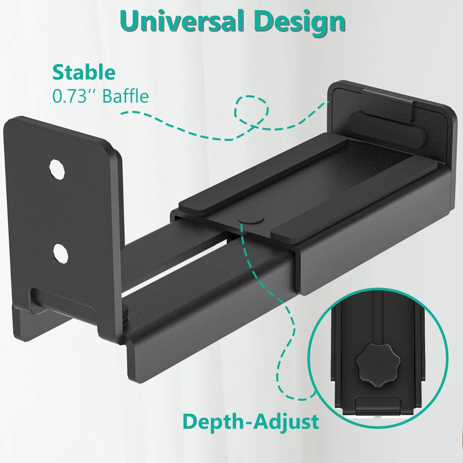 WALI Universal Soundbar Wall Mount, Center Channel Speaker Wall Mount Dual Bracket Hold up to 33 lbs, Arms Extend Adjustment from 3.5 to 6.1 inch (SLK202), Black - Image 4