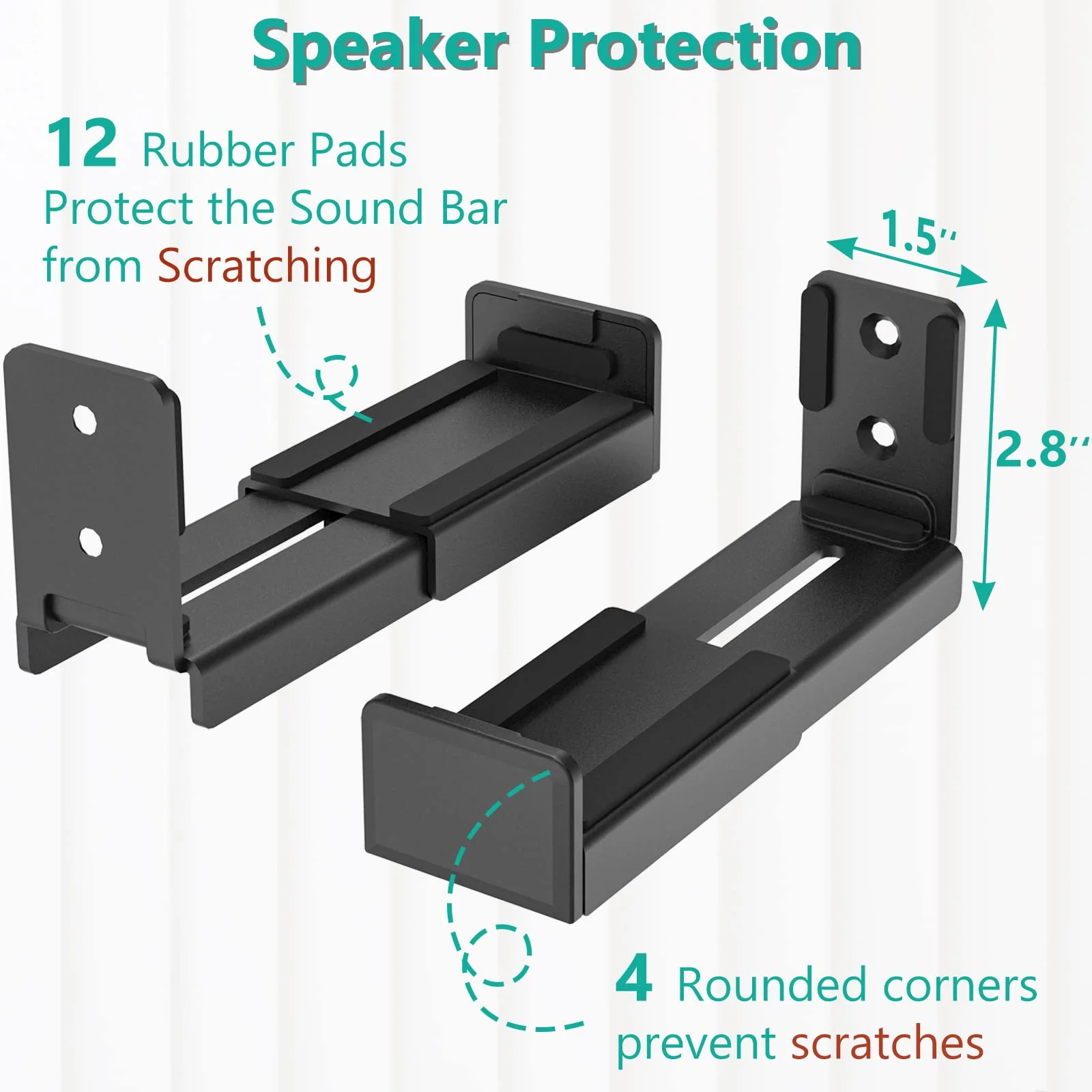 WALI Universal Soundbar Wall Mount, Center Channel Speaker Wall Mount Dual Bracket Hold up to 33 lbs, Arms Extend Adjustment from 3.5 to 6.1 inch (SLK202), Black - Image 6