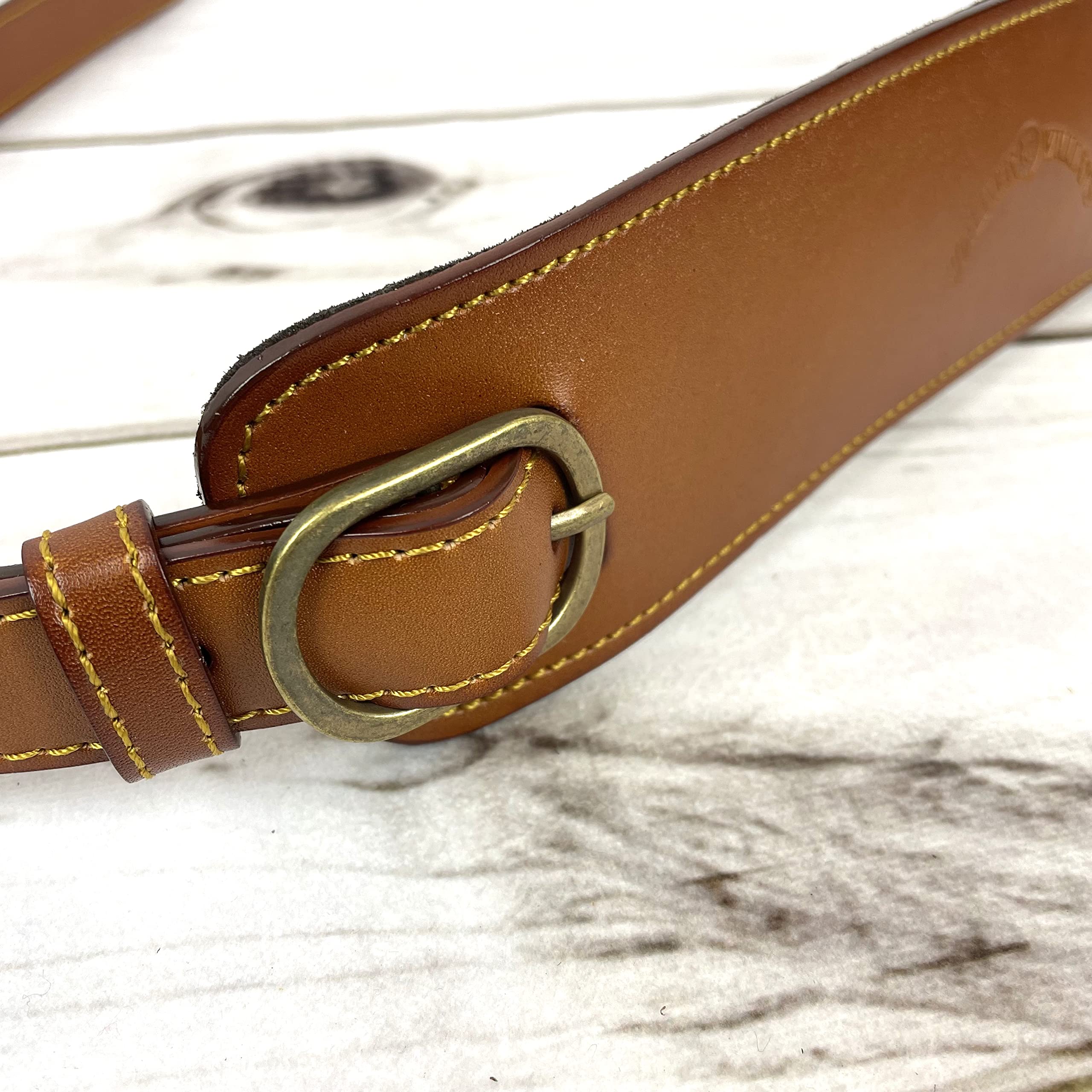 Walker And Williams C-18-VBRN Vintage Brown Premium Grain Leather Slash Guitar Strap With Deluxe Soft Suede Pad For Acoustic, Electric, And Bass Guitars - Image 3