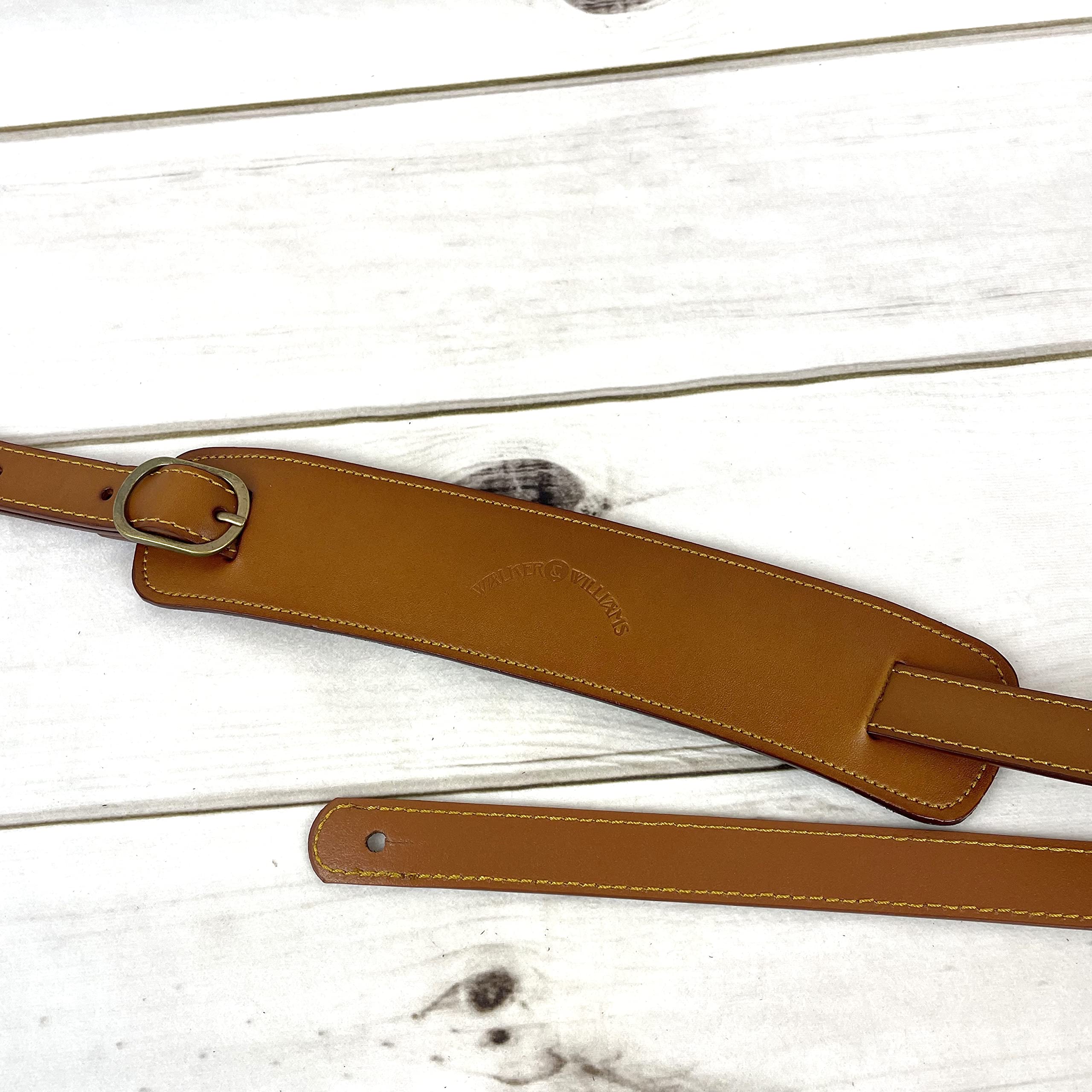 Walker And Williams C-18-VBRN Vintage Brown Premium Grain Leather Slash Guitar Strap With Deluxe Soft Suede Pad For Acoustic, Electric, And Bass Guitars - Image 5