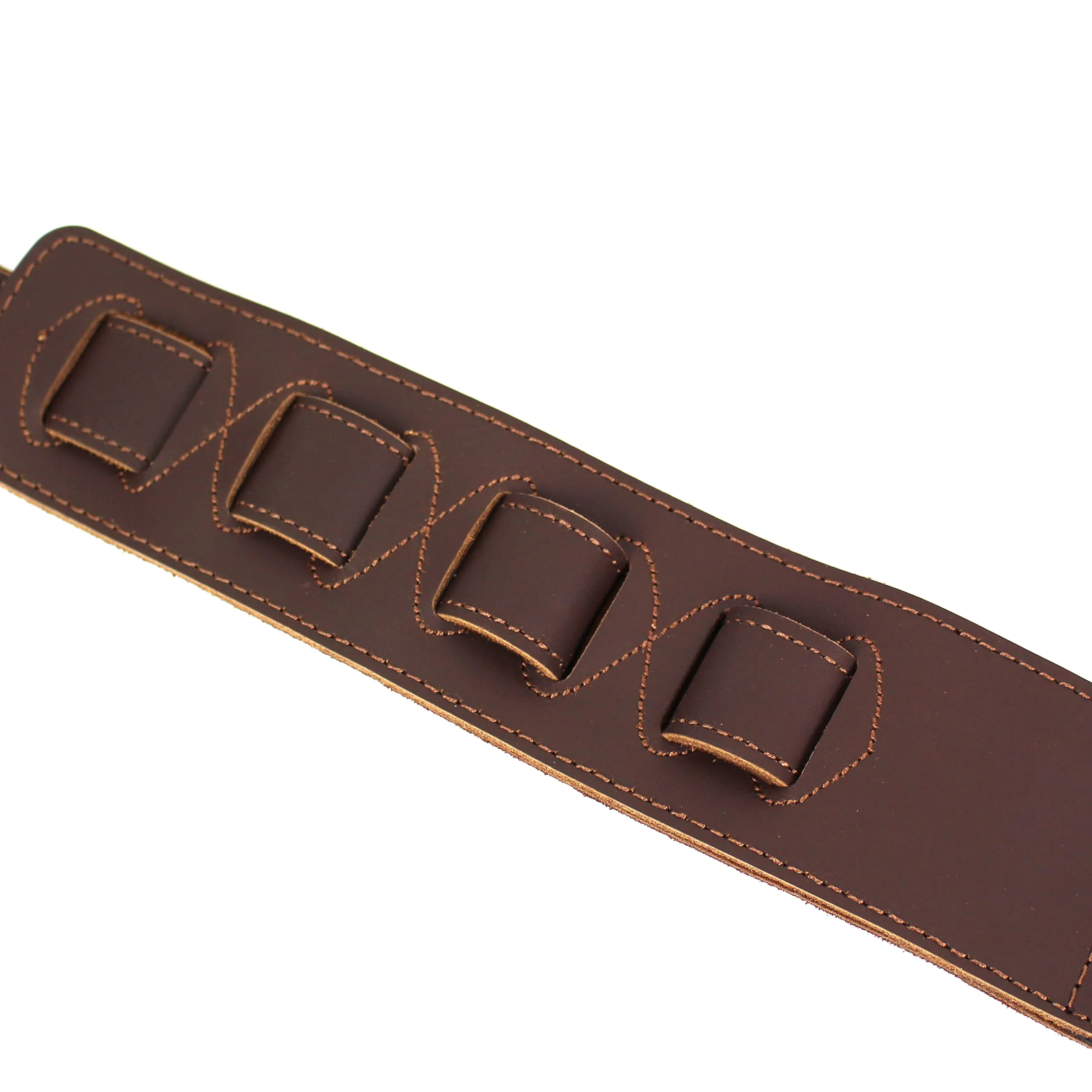 Walker And Williams C-44-BRN Handmade Brown Double Padded Premium All Grain Leather Guitar Strap with Conchos For Acoustic, Electric, And Bass Guitars - Image 7