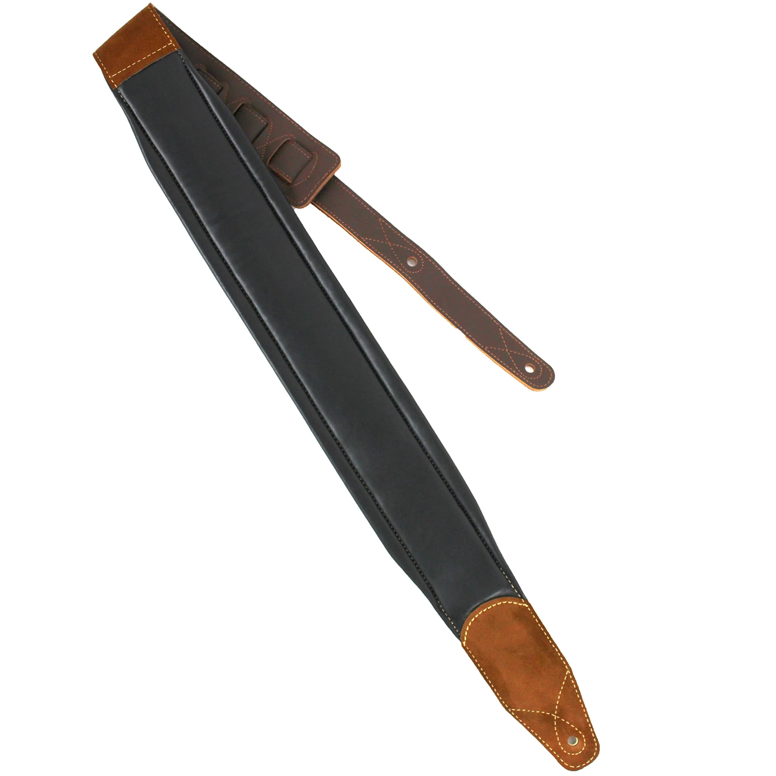 Walker And Williams C-44-BRN Handmade Brown Double Padded Premium All Grain Leather Guitar Strap with Conchos For Acoustic, Electric, And Bass Guitars - Image 9