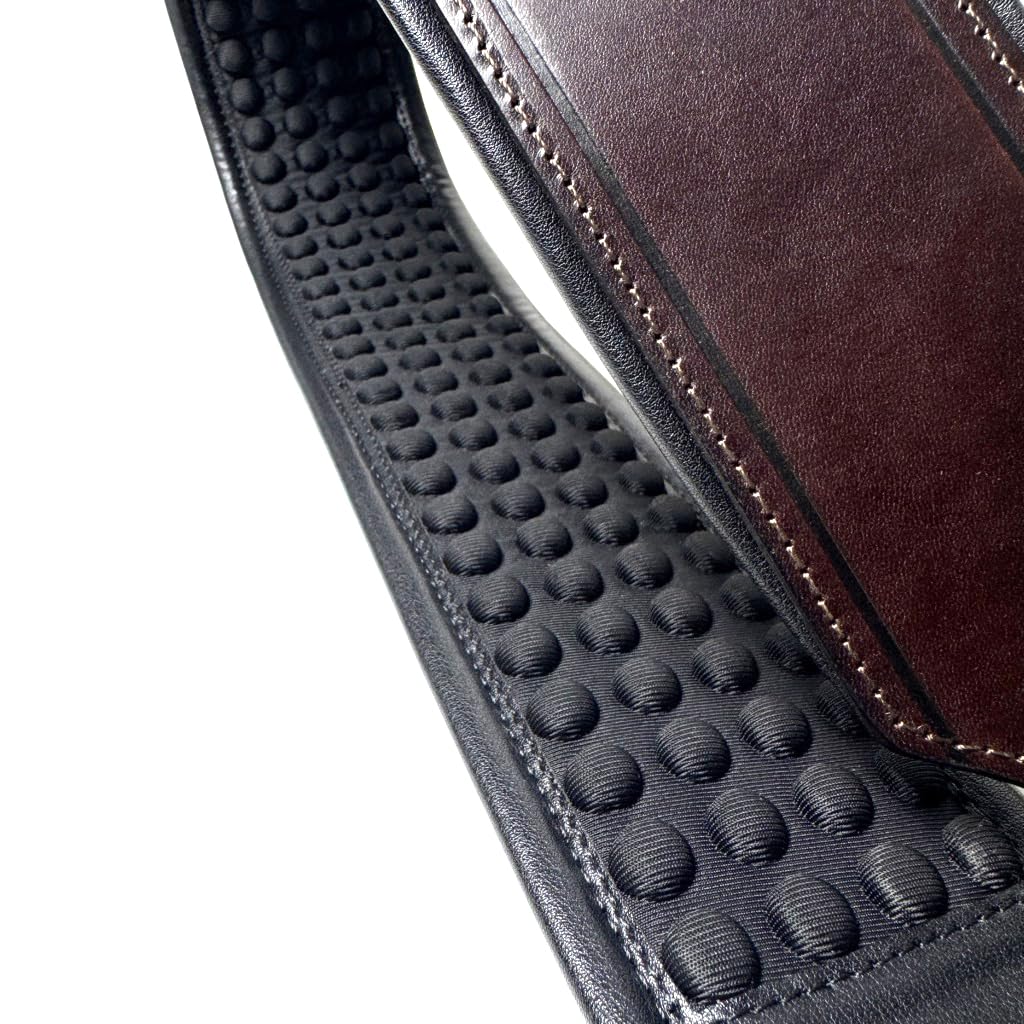 Walker And Williams FPB-43 Super Premium Full Length Grain Leather Air Cell Neoprene Backed Guitar Strap In Dark Hickory Brown Finish, Aged Nickel Buckle For Acoustic, Electric, And Bass Guitars. - Image 3