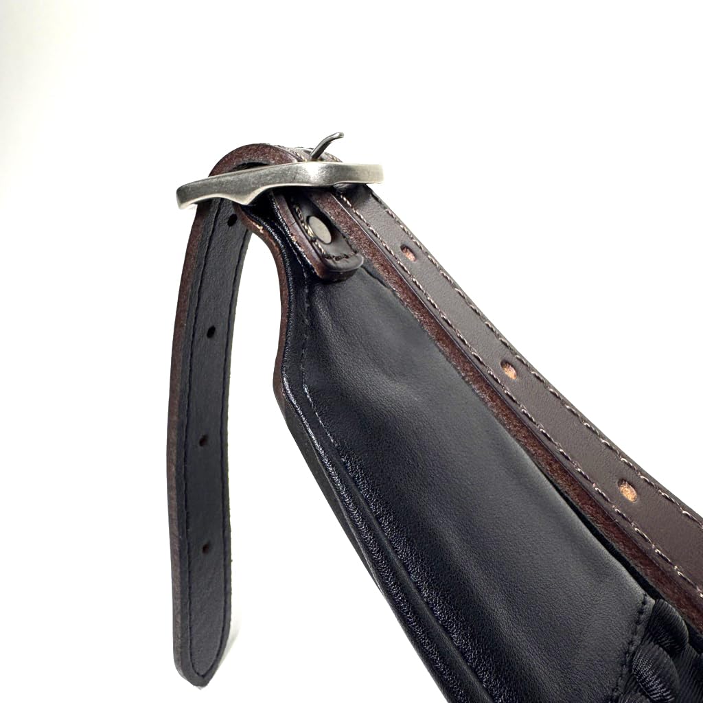 Walker And Williams FPB-43 Super Premium Full Length Grain Leather Air Cell Neoprene Backed Guitar Strap In Dark Hickory Brown Finish, Aged Nickel Buckle For Acoustic, Electric, And Bass Guitars. - Image 8
