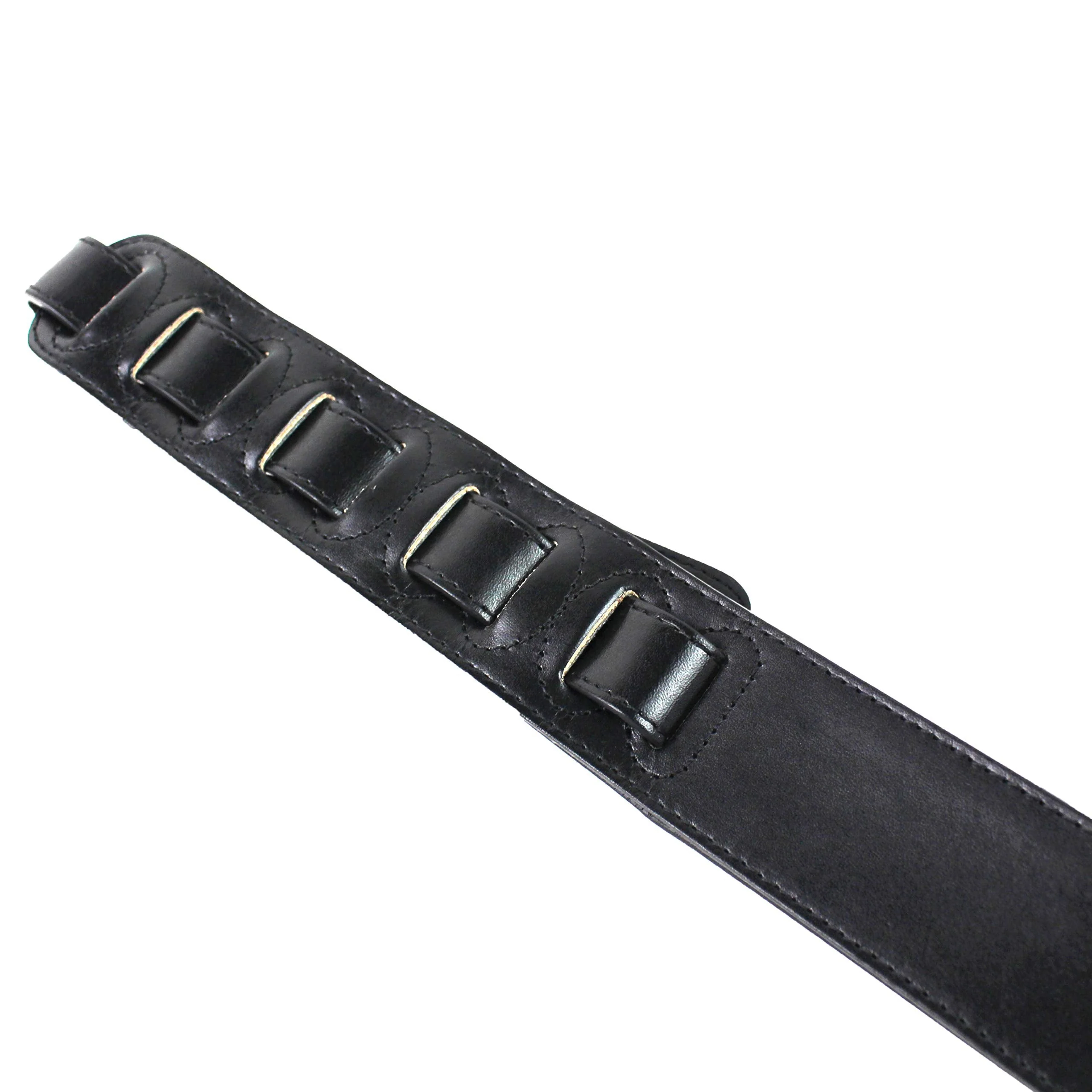 Walker And Williams KB-24 Black & Ruby Red 2" Premium Carved Grain Leather Guitar Strap With Koi Fish Design For Acoustic, Electric, And Bass Guitars - Image 7