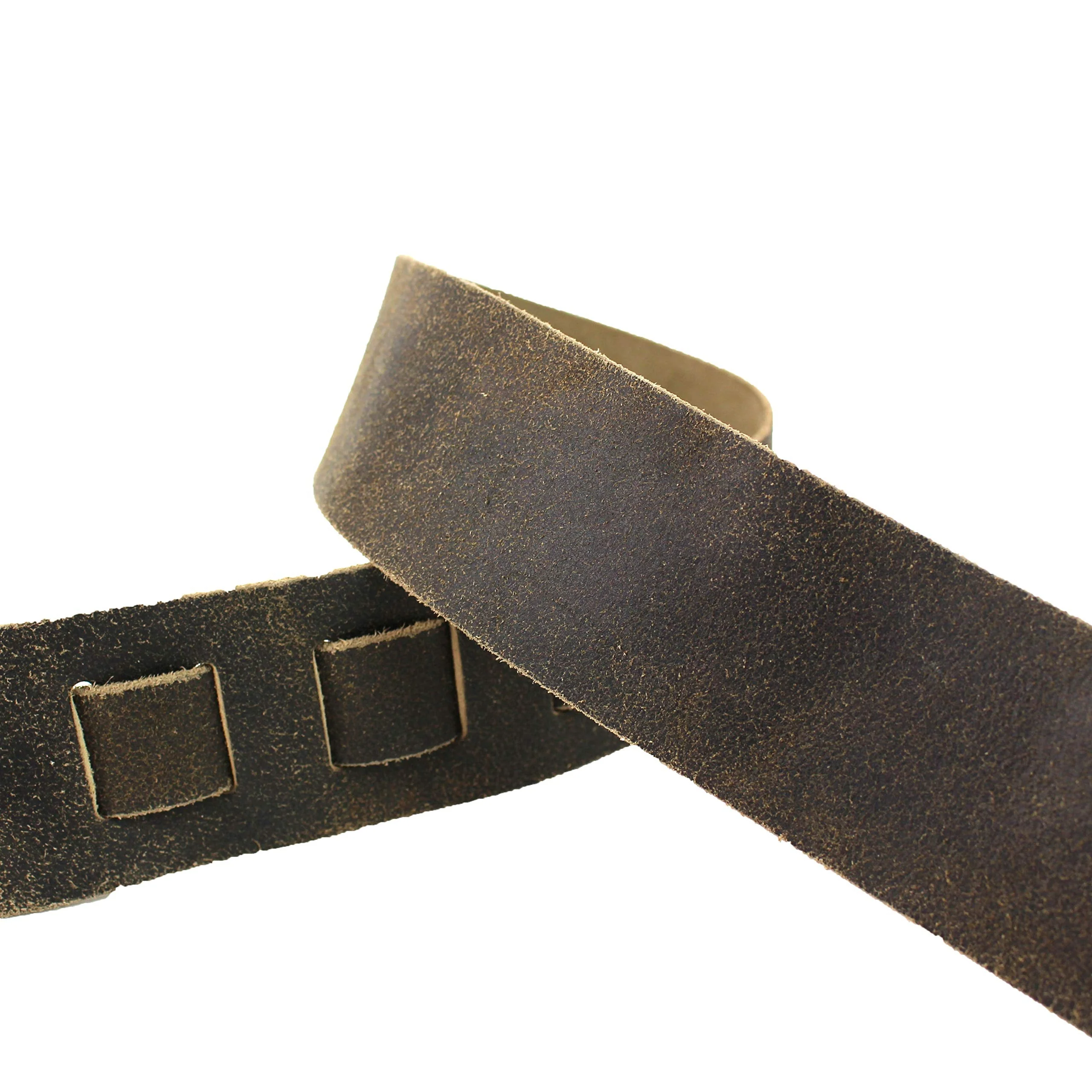 Walker And Williams STR-09 Distressed "Weathered" Black Olive Top Grain Premium Italian Leather Guitar Strap For Acoustic, Electric, And Bass Guitars - Image 3
