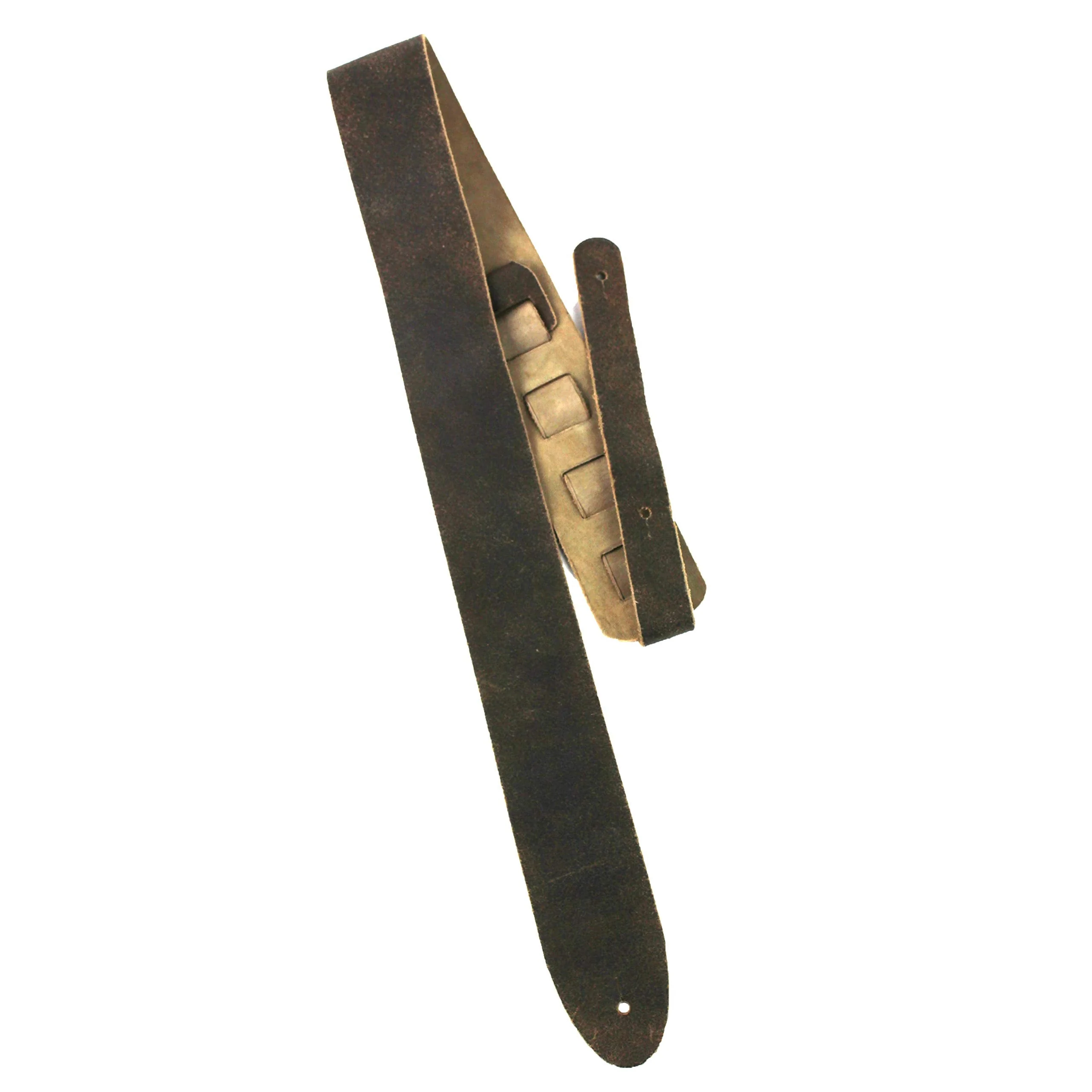Walker And Williams STR-09 Distressed "Weathered" Black Olive Top Grain Premium Italian Leather Guitar Strap For Acoustic, Electric, And Bass Guitars - Image 4
