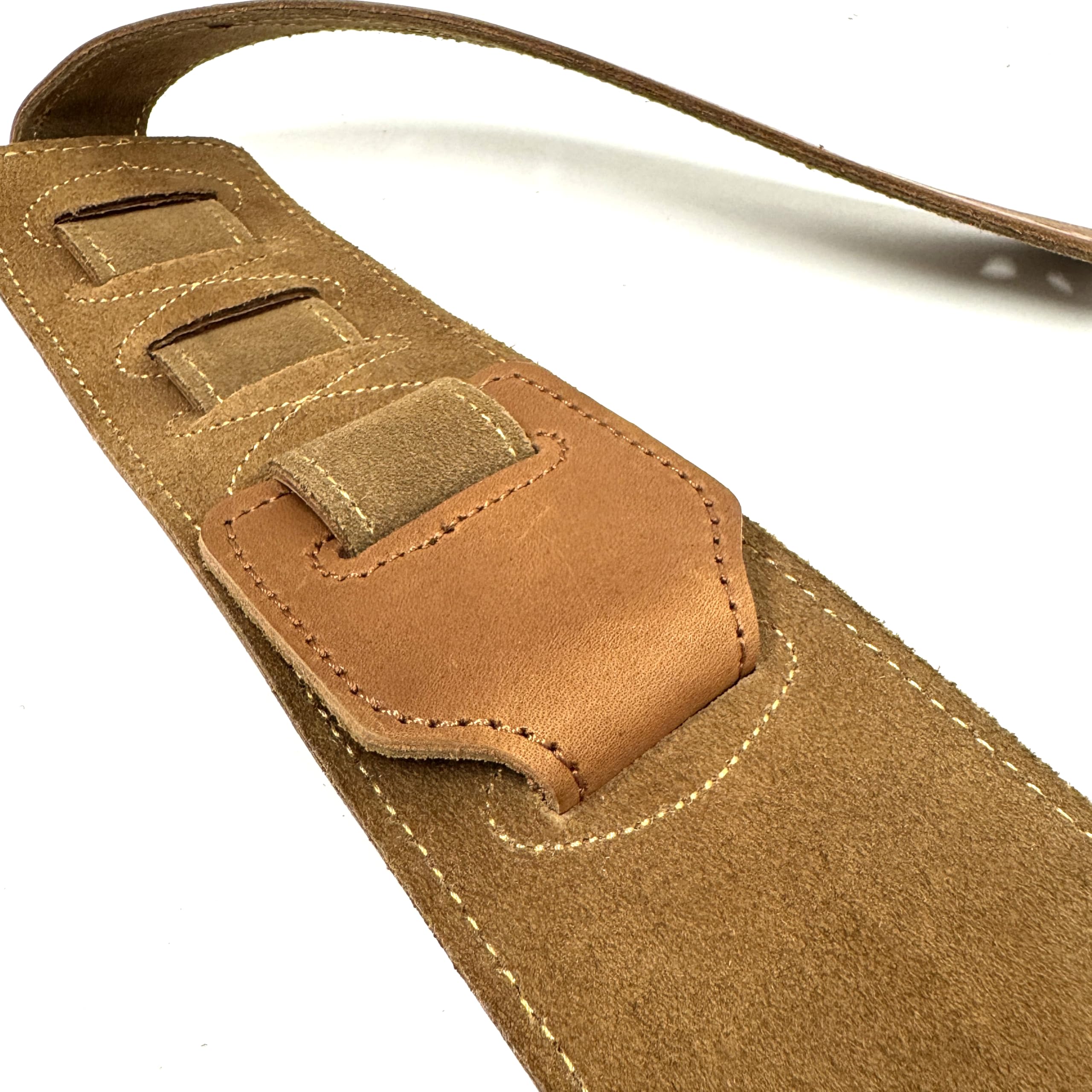 Walker & Williams B4B-LBRN Rustic Whiskey Tan Finish 4" Wide Double Padded Premium Brown Heirloom Grain Leather Guitar And Bass Strap For Acoustic, Electric, And Bass Guitars - Image 7