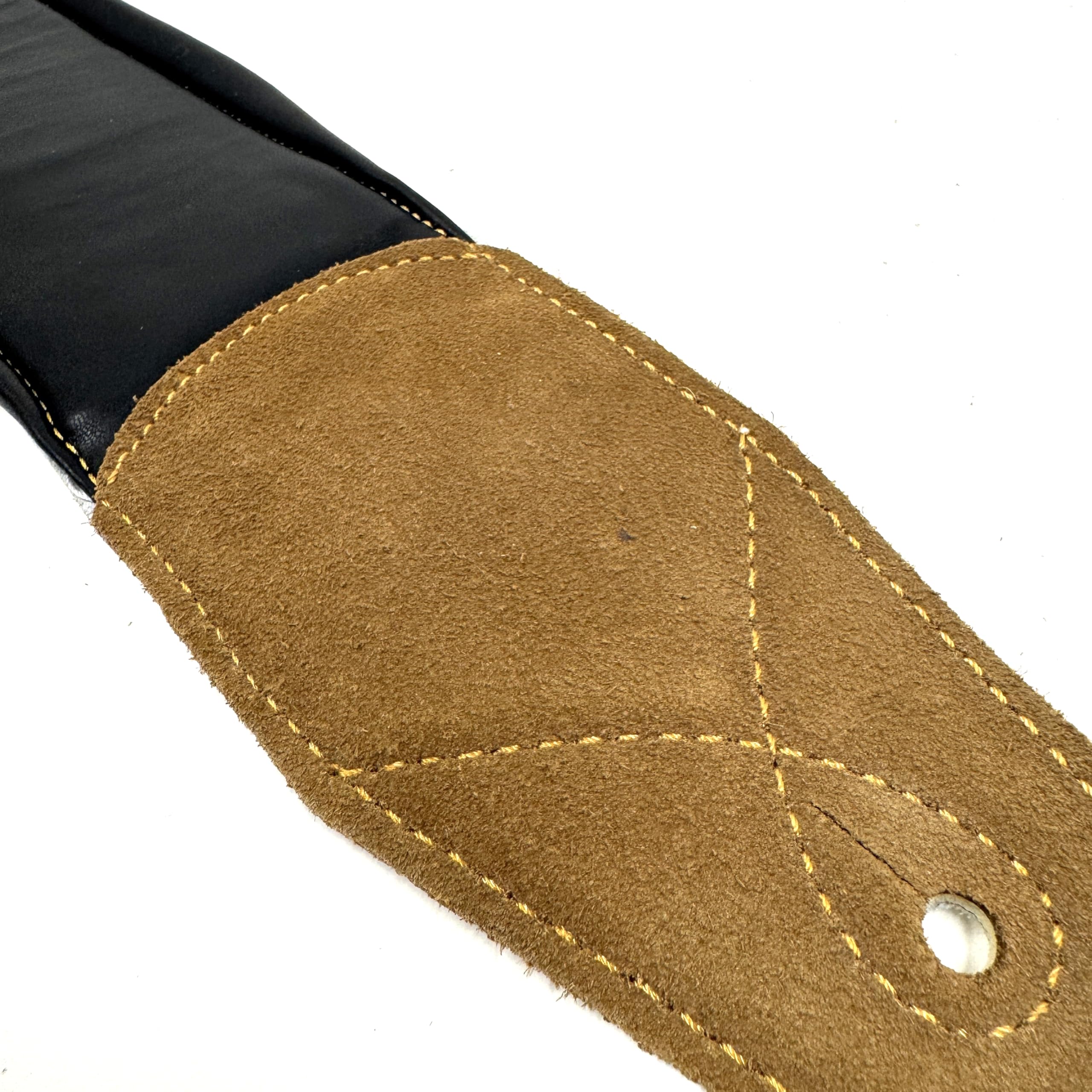 Walker & Williams B4B-WHT Aged White Semi Gloss 4" Wide Double Padded Premium Heirloom Grain Leather Guitar And Bass Strap For Acoustic, Electric, And Bass Guitars - Image 8