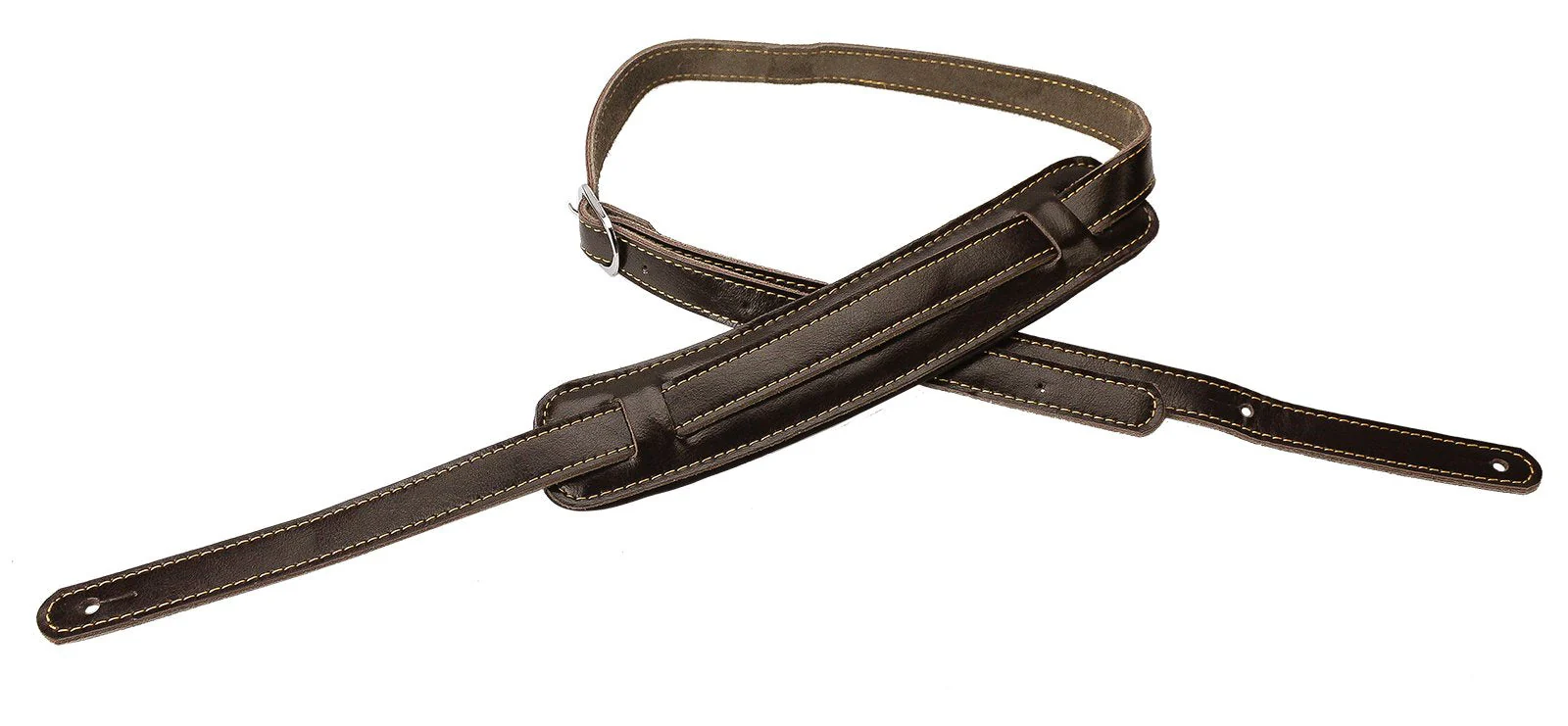 Walker & Williams C-18-BRN Vintage Style Guitar Strap In Premium Dark Brown Leather Extra Long Up To 61" For Acoustic, Electric, And Bass Guitars - Image 2