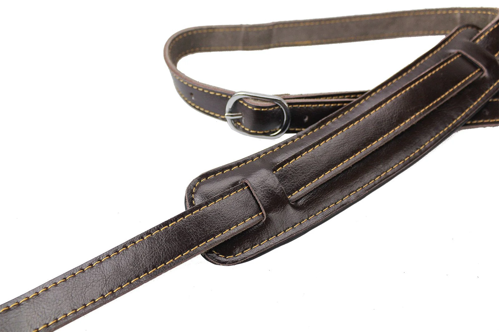 Walker & Williams C-18-BRN Vintage Style Guitar Strap In Premium Dark Brown Leather Extra Long Up To 61" For Acoustic, Electric, And Bass Guitars - Image 4