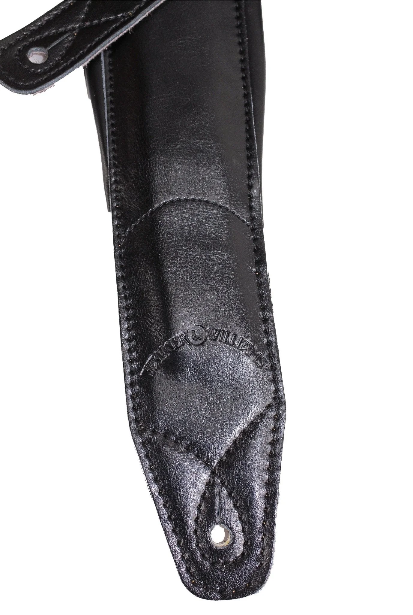 Walker & Williams C-22-BB Black on Black Premium Top Grain Leather Double Padded Guitar Strap Extra Wide For Acoustic, Electric, And Bass Guitars - Image 7
