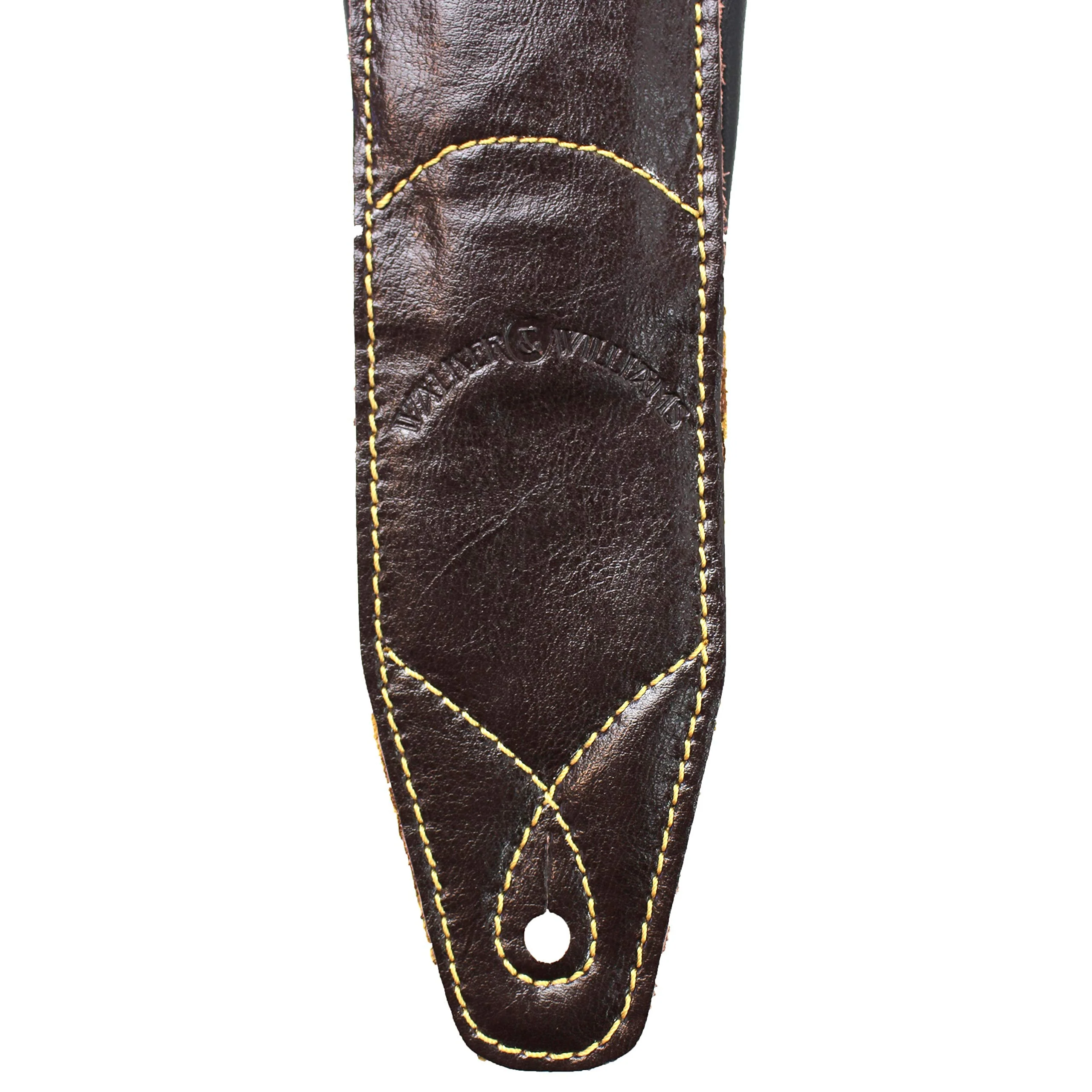 Walker & Williams C-22-BRN-XL Handmade Double Padded Premium Brown Signature Leather Guitar Strap XL For Acoustic, Electric, And Bass Guitars - Image 5