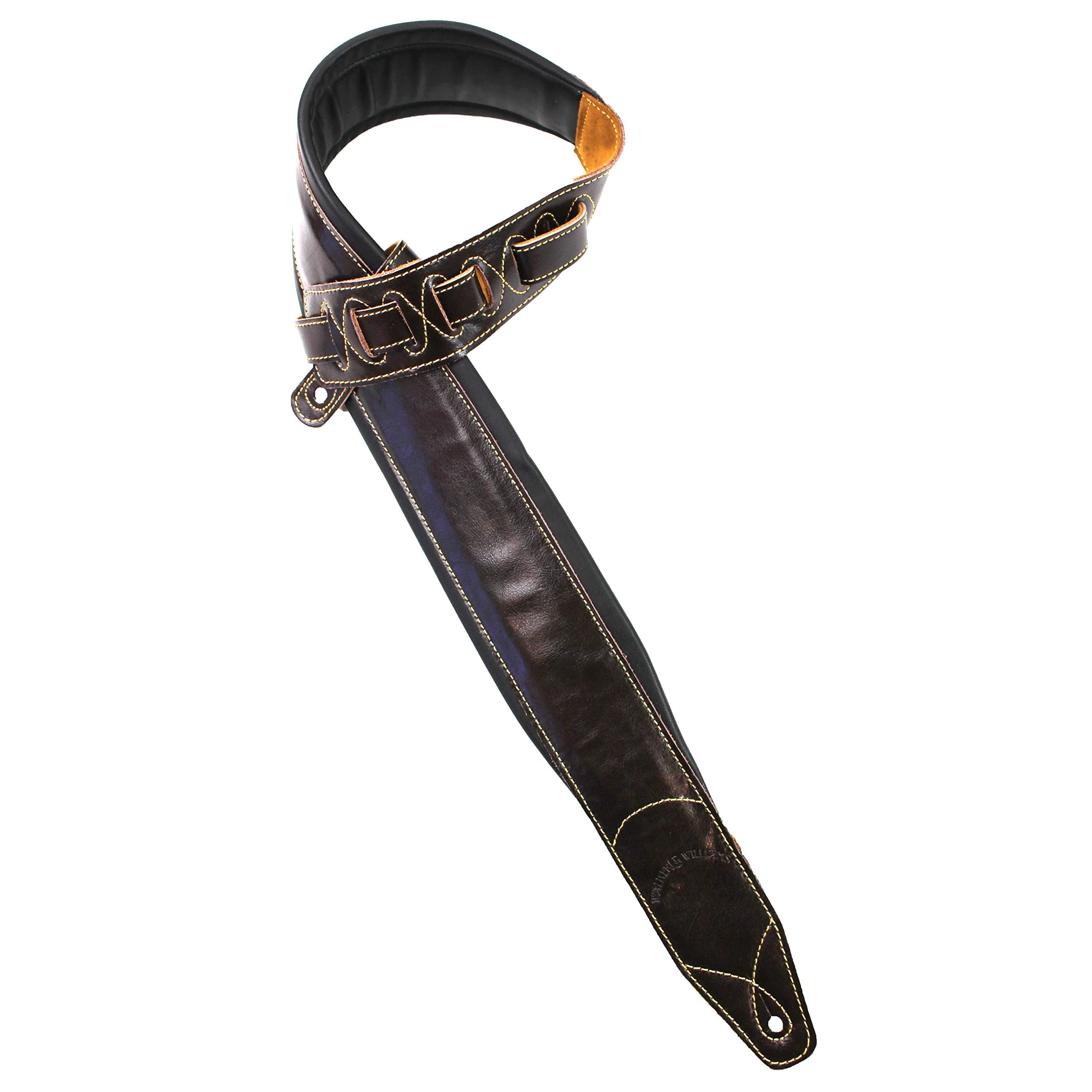 Walker & Williams C-22-BRN-XL Handmade Double Padded Premium Brown Signature Leather Guitar Strap XL For Acoustic, Electric, And Bass Guitars - Image 7