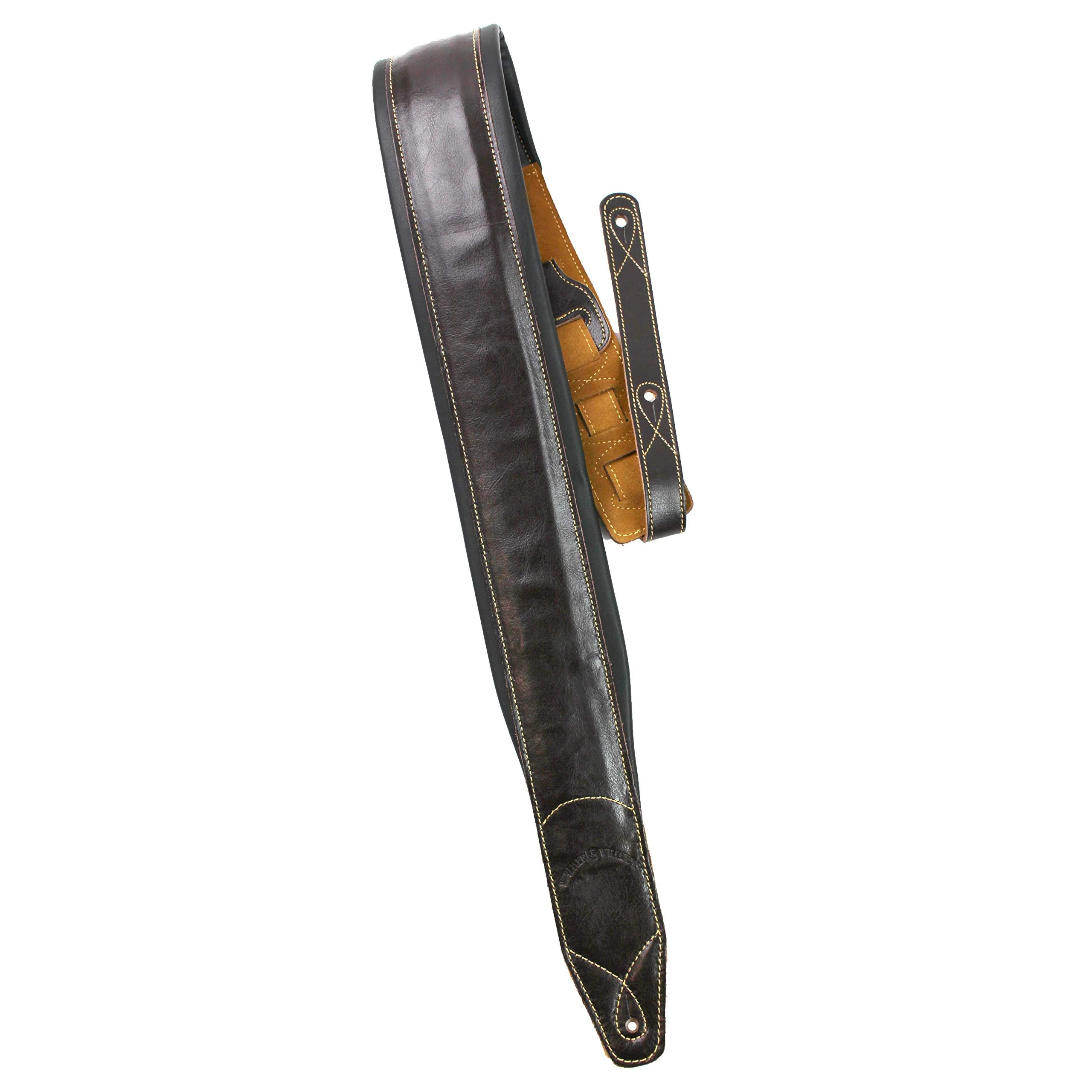 Walker & Williams C-22-BRN-XL Handmade Double Padded Premium Brown Signature Leather Guitar Strap XL For Acoustic, Electric, And Bass Guitars - Image 8