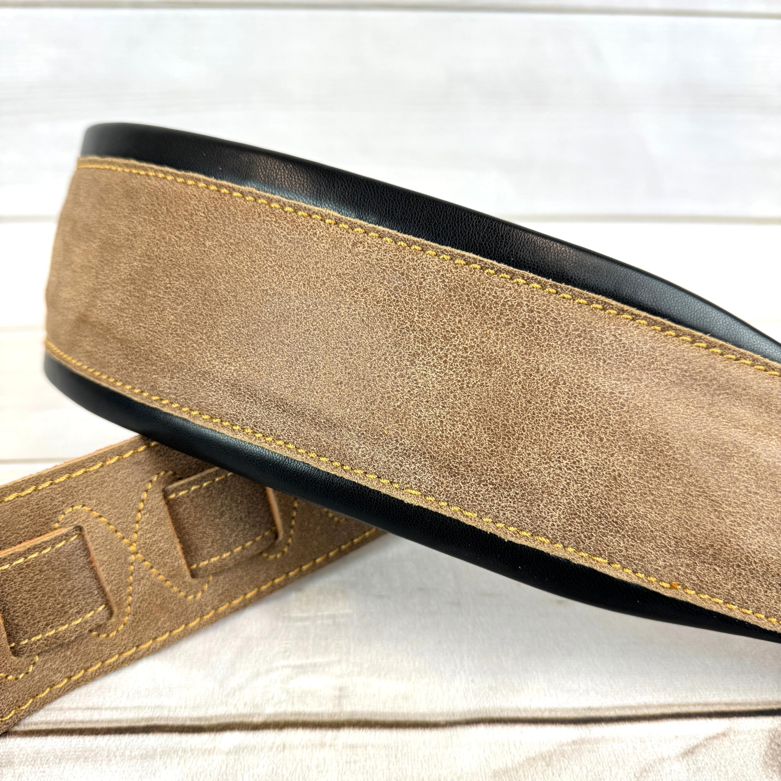 Walker & Williams C-22-DBRN Distressed Brown Finish Premium Signature Grain Leather Strap 3" Wide With Double Padding For Acoustic, Electric, And Bass Guitars - Image 5