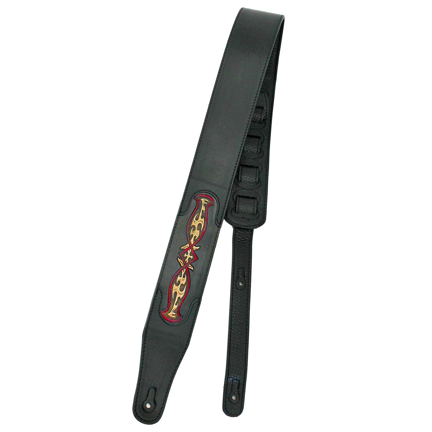 Walker & Williams CVG-103 Black Padded Guitar Strap Hand Tooled Celtic Design - Image 2