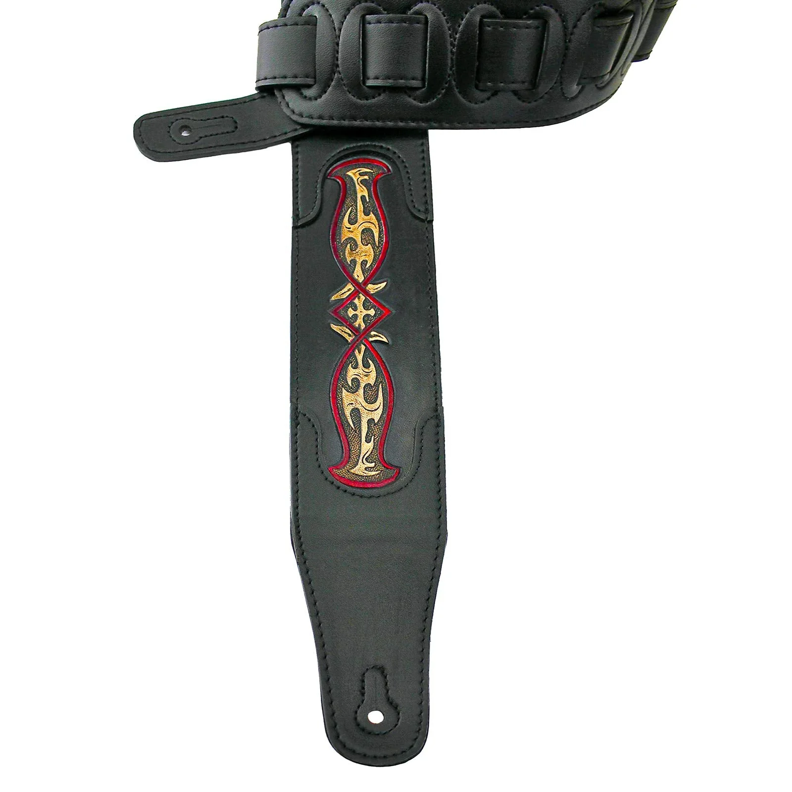 Walker & Williams CVG-103 Black Padded Guitar Strap Hand Tooled Celtic Design - Image 4