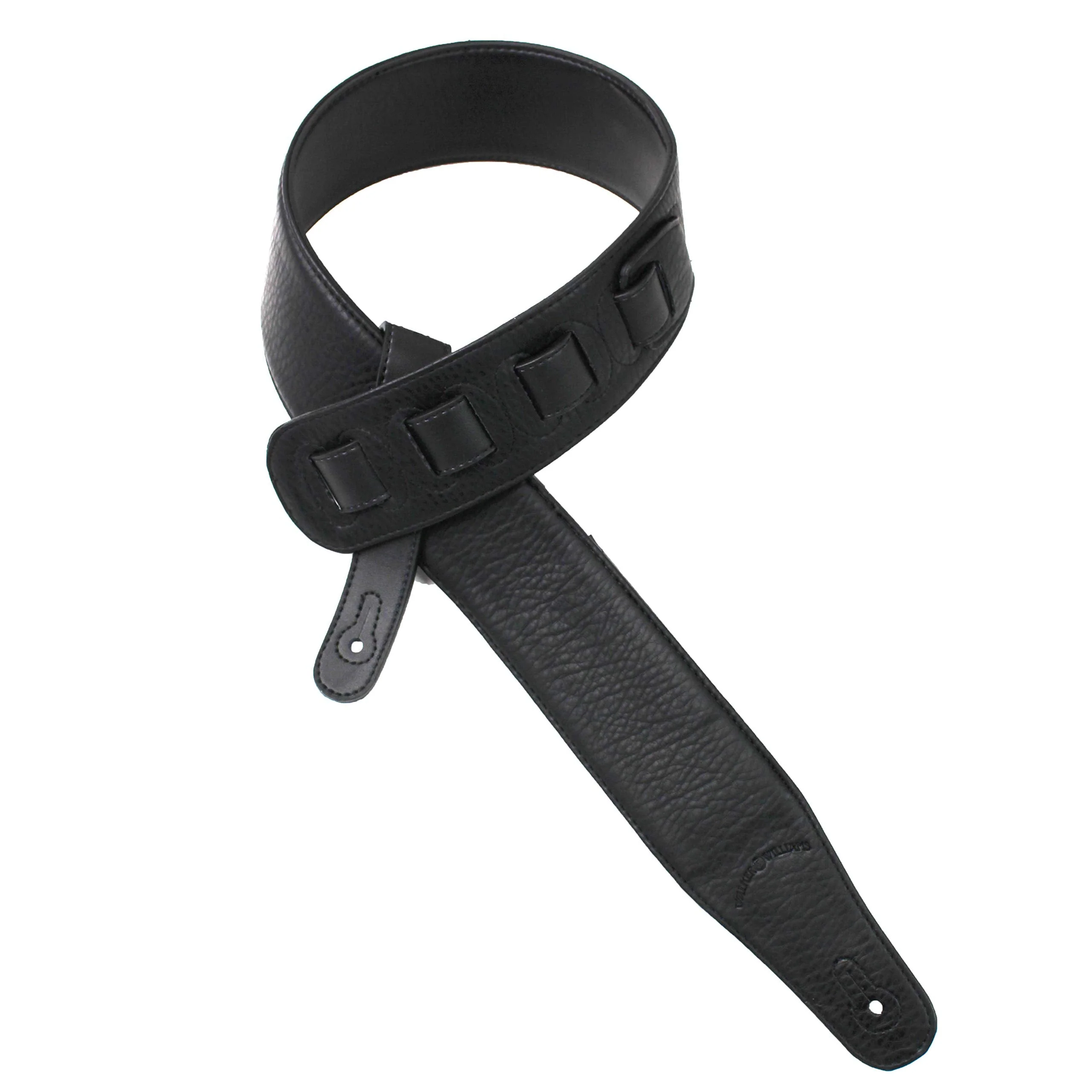 Walker & Williams CVG-23-BB Handmade Black On Black Padded Guitar Strap With Red Leather Hand Tooled Christian Cross Design For Acoustic, Electric, And Bass Guitars - Image 5