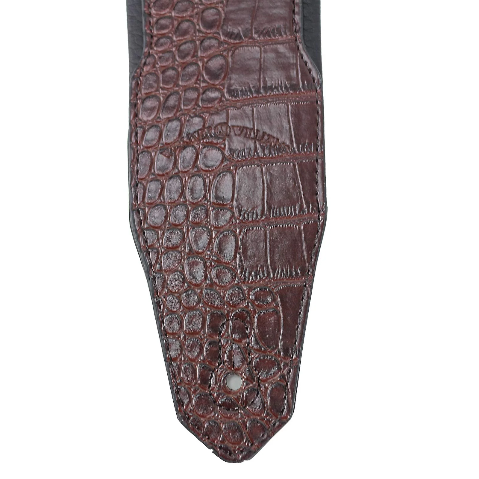 Walker & Williams F-12-C Cognac Brown 3" Wide Alligator Textured Padded Guitar Strap For Acoustic, Electric, And Bass Guitars - Image 4