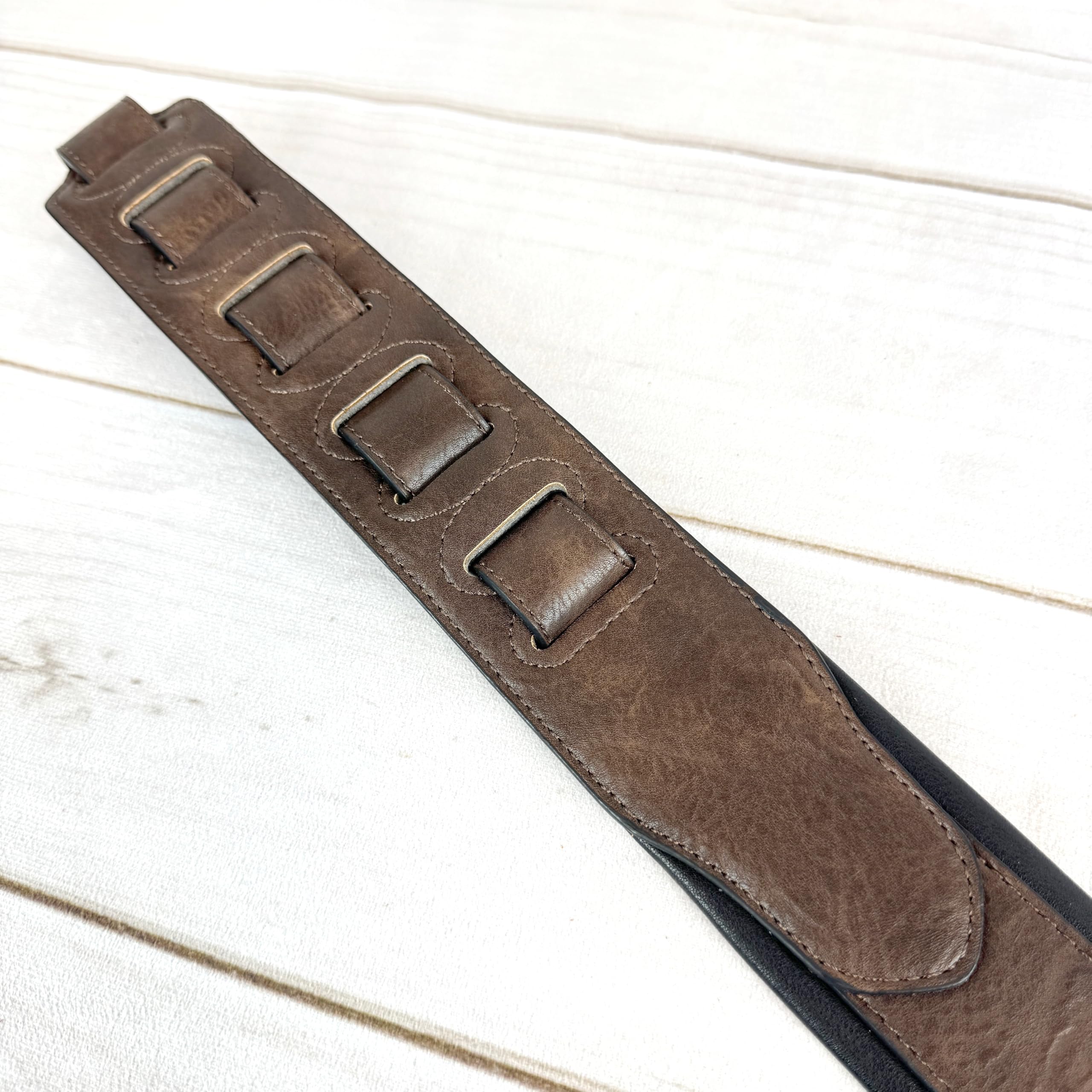 Walker & Williams G-108 Walnut Brown 2" Wide Guitar Strap with Padded Glove Leather Back For Acoustic, Electric, And Bass Guitars - Image 8