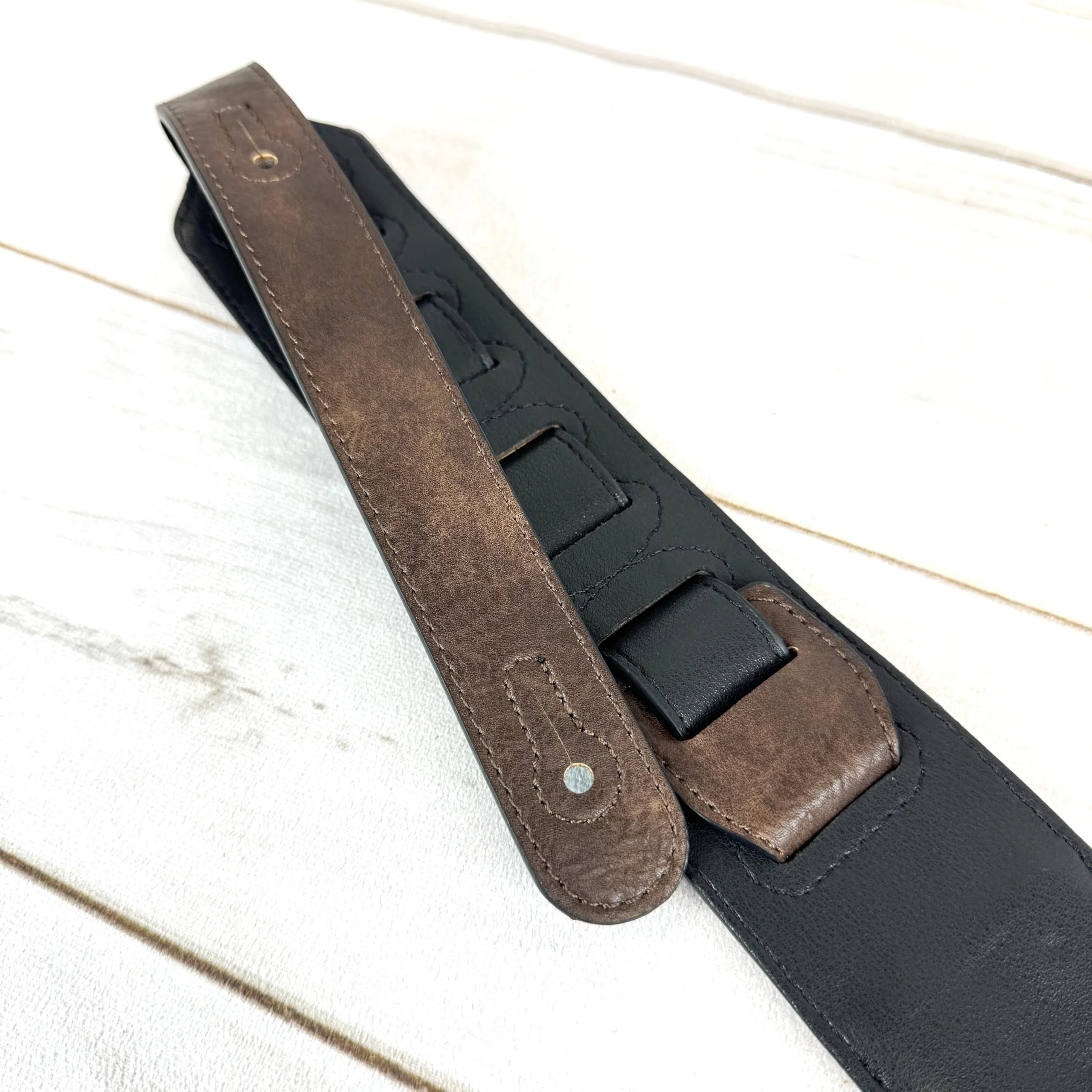 Walker & Williams G-108 Walnut Brown 2" Wide Guitar Strap with Padded Glove Leather Back For Acoustic, Electric, And Bass Guitars - Image 9