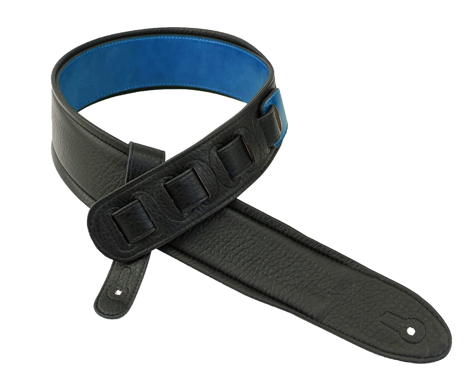 Walker & Williams G-21 Deep Turquoise Blue Guitar Strap with Padded Glove Leather Back For Acoustic, Electric, And Bass Guitars - Image 3
