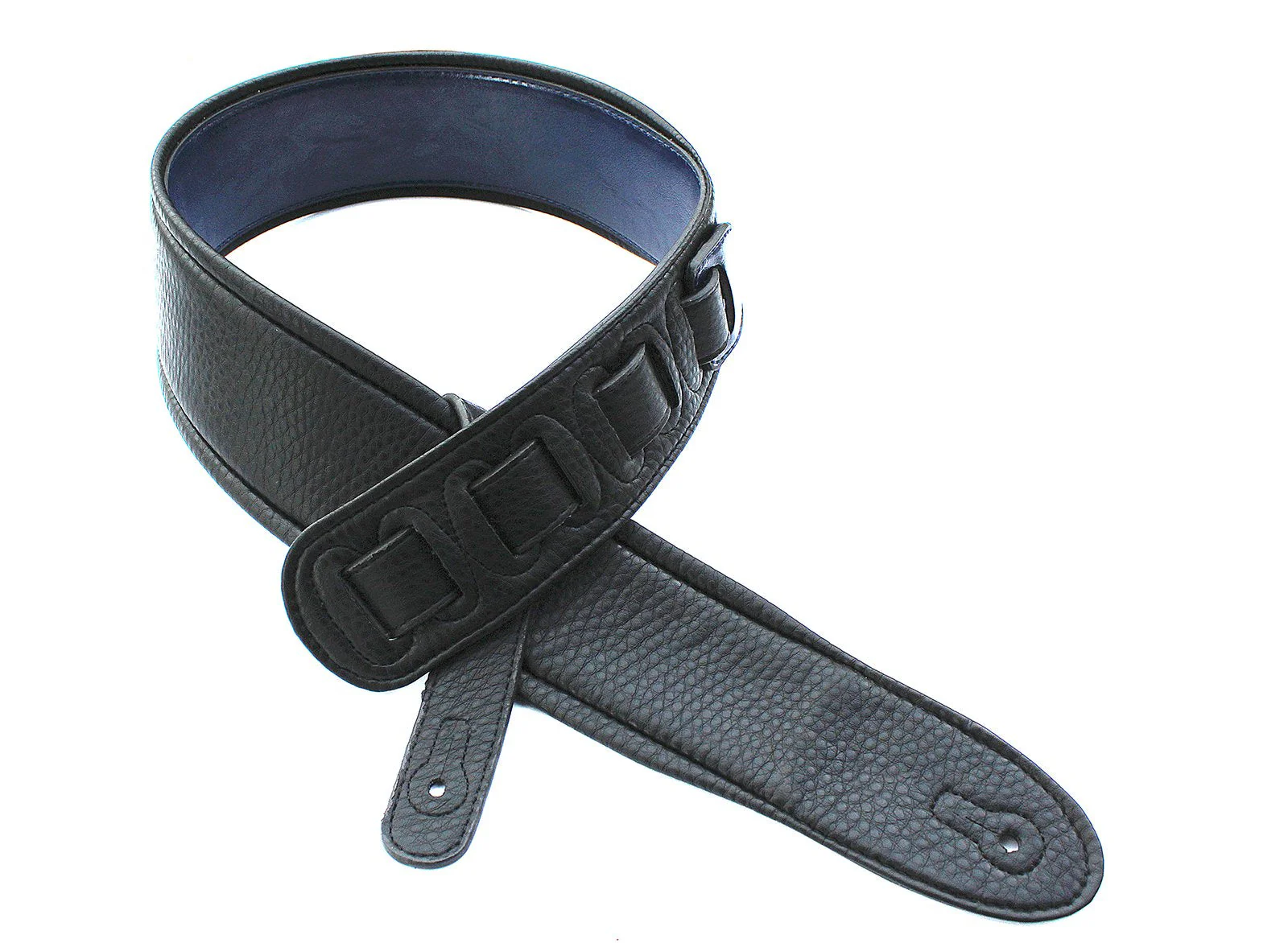 Walker & Williams G-25 Handmade Navy Blue Guitar Strap with Padded Glove Leather Back For Acoustic, Electric, And Bass Guitars - Image 5
