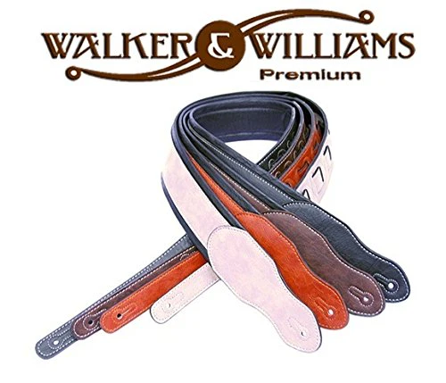 Walker & Williams G-25 Handmade Navy Blue Guitar Strap with Padded Glove Leather Back For Acoustic, Electric, And Bass Guitars - Image 6
