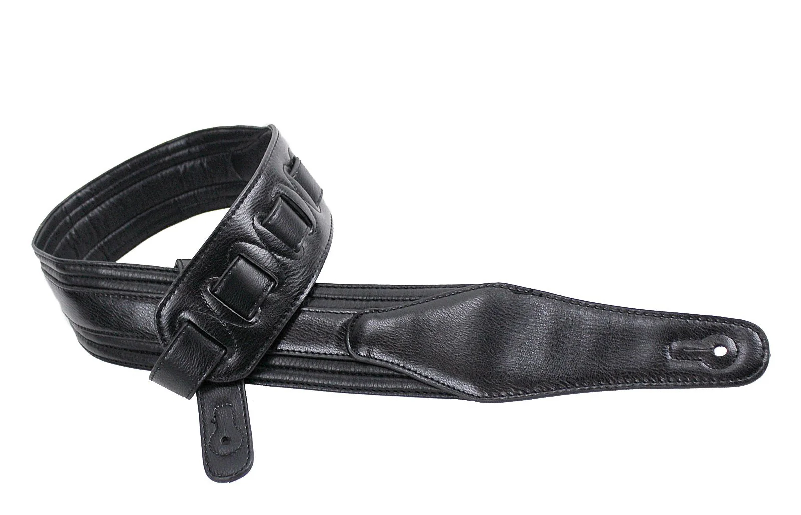 Walker & Williams G-513 Black Multi Layer Handmade Guitar Strap with Padded Glove Leather Back For Acoustic, Electric, And Bass Guitars - Image 2