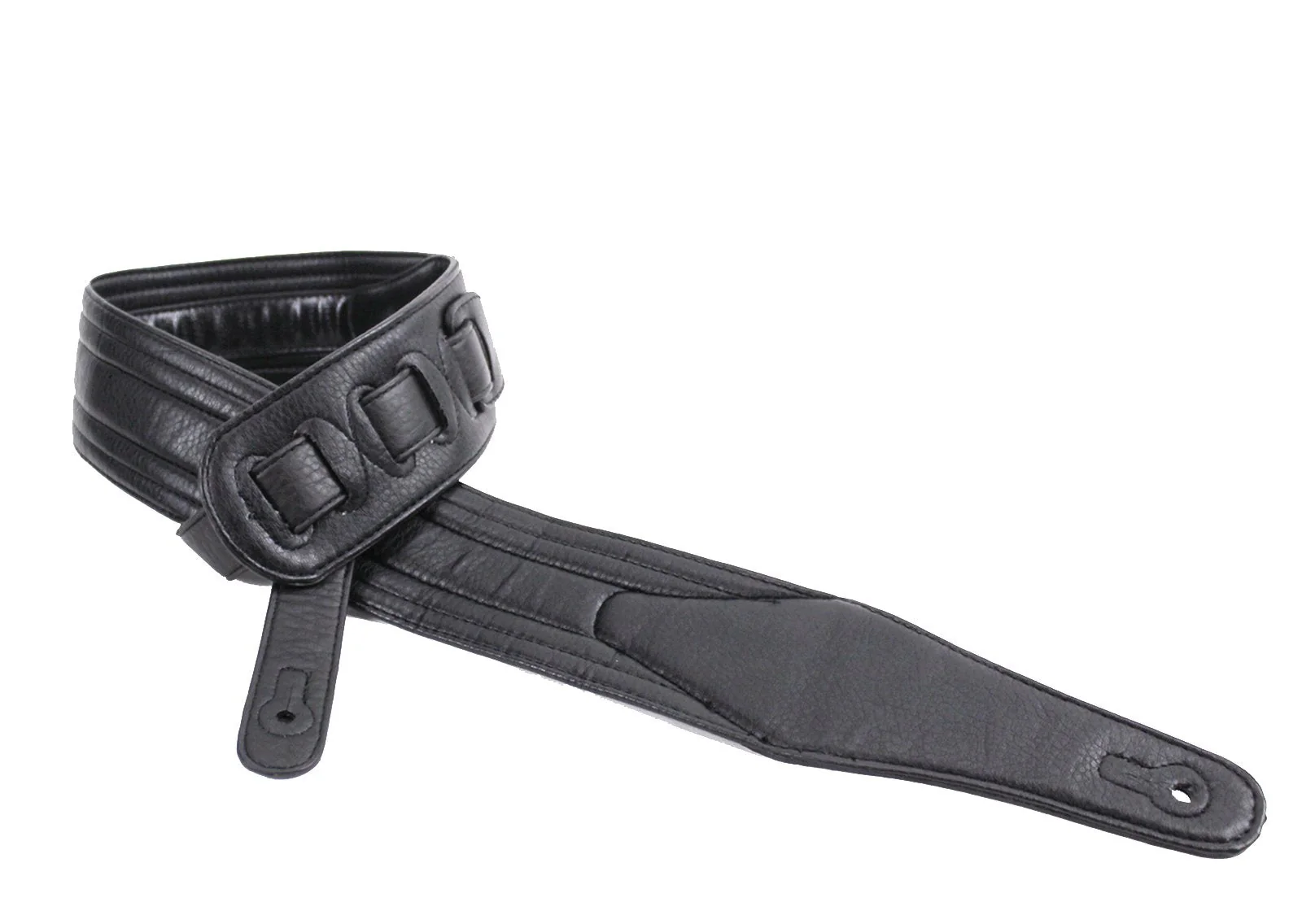 Walker & Williams G-513 Black Multi Layer Handmade Guitar Strap with Padded Glove Leather Back For Acoustic, Electric, And Bass Guitars - Image 6