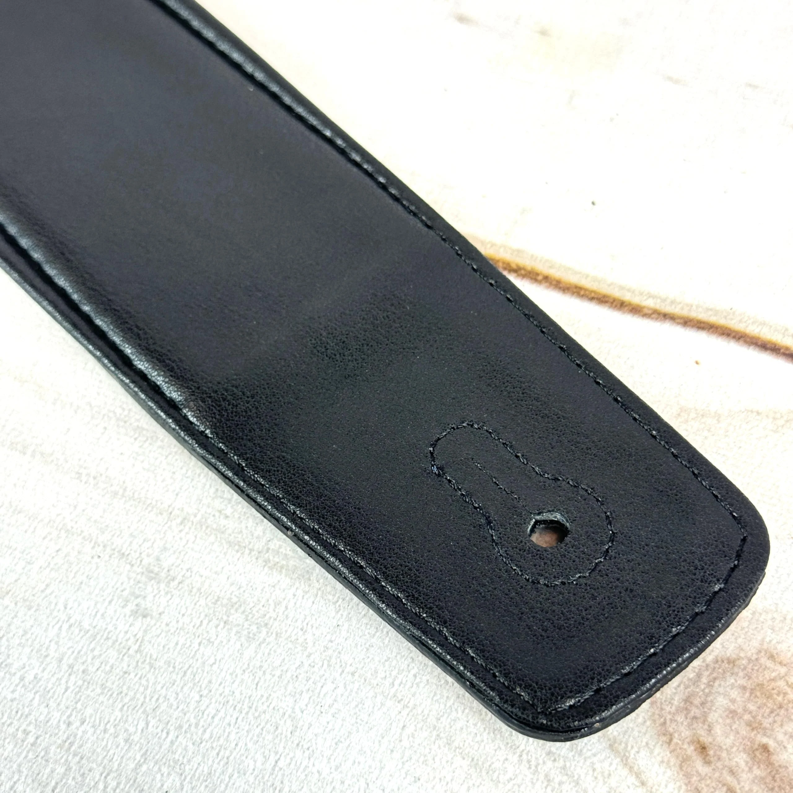 Walker & Williams G-52 Navy Blue Handmade Soft Natural Finish Guitar Strap with Padded Glove Leather Back, And Squared Nose For Acoustic, Electric, And Bass Guitars - Image 8