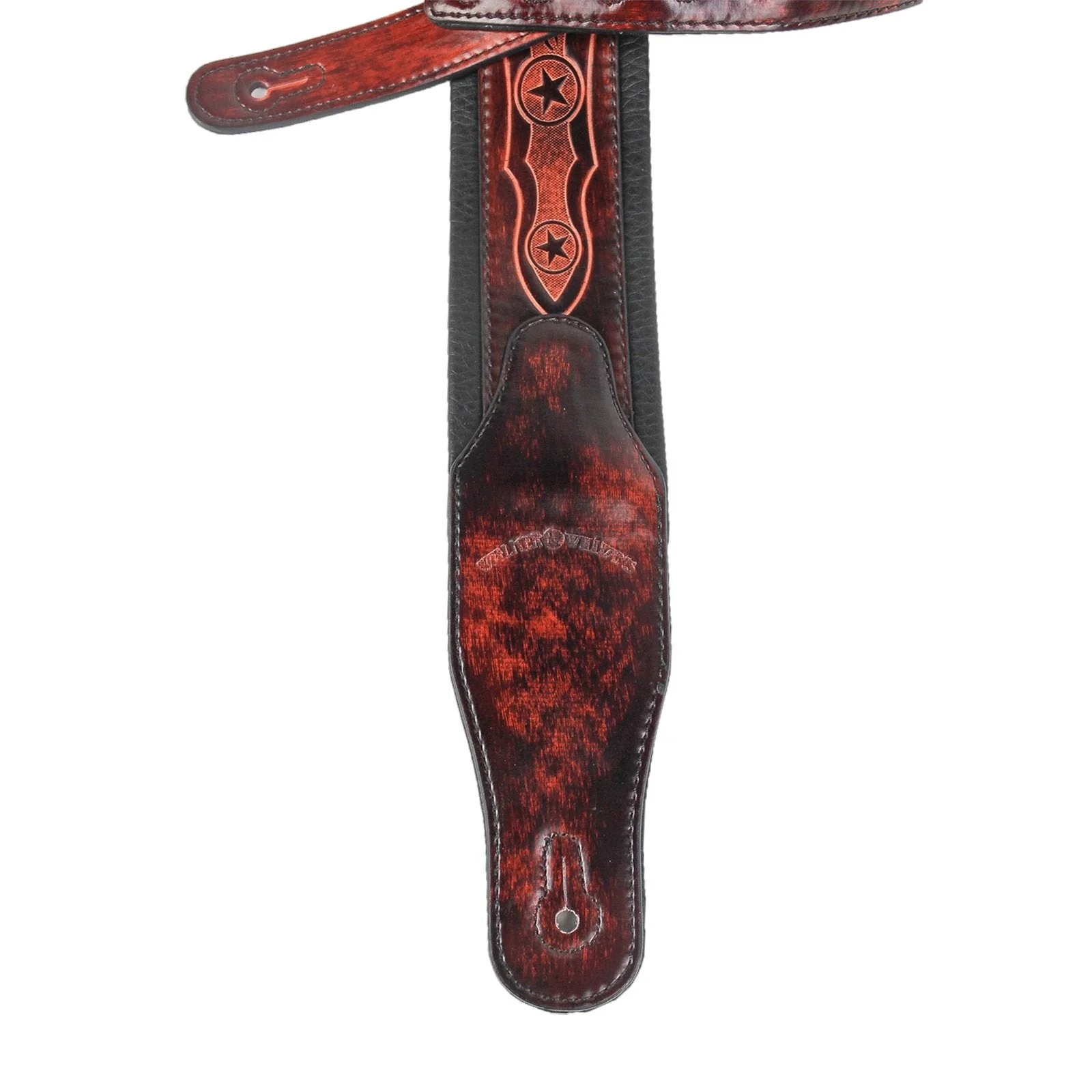 Walker & Williams GB-162 Bourbon Brown Padded Guitar Strap with Oak Leaves & Texas Star - Image 4