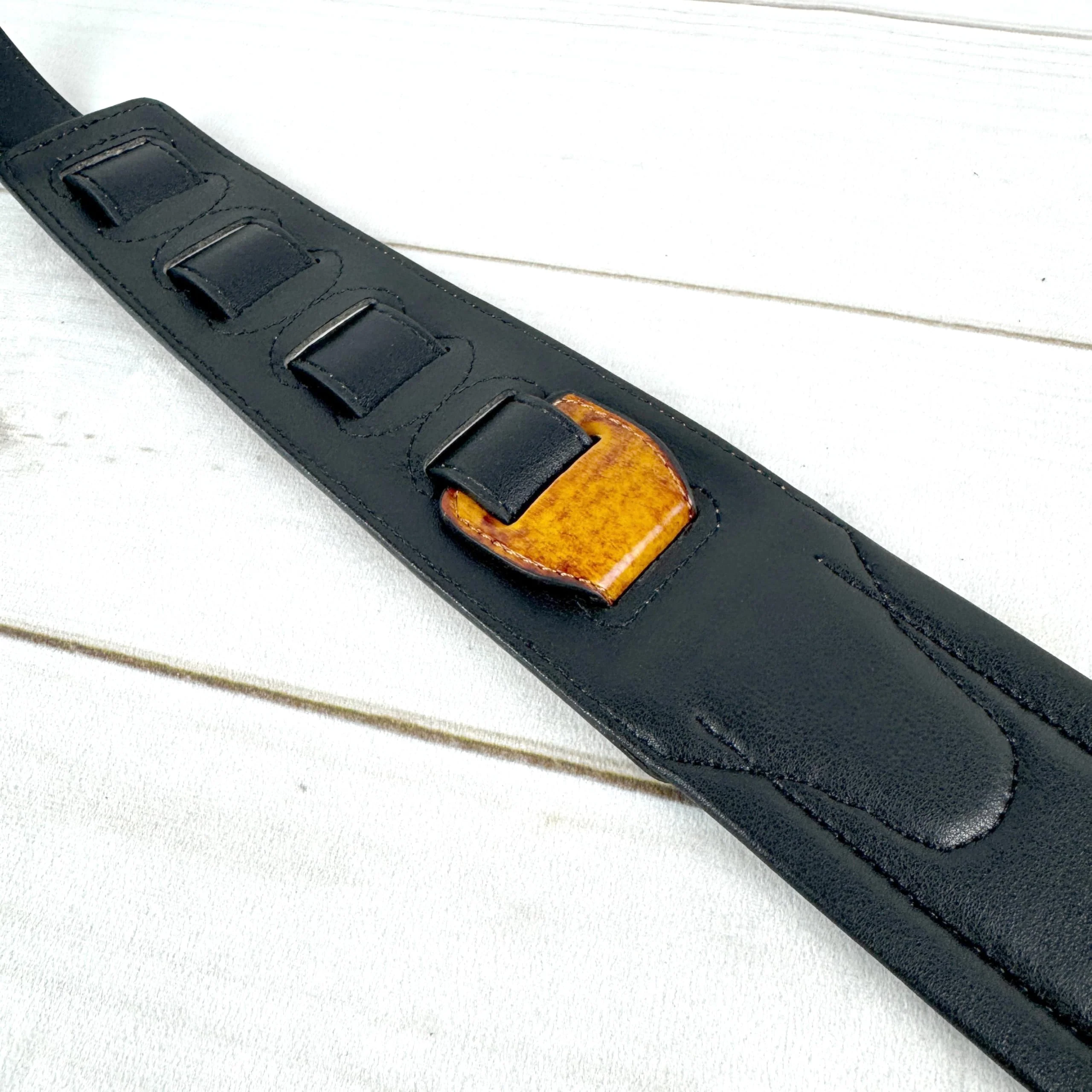Walker & Williams GB-34 Latigo Tan Padded Leather Strap with Zodiac Star Pattern For Acoustic, Electric, And Bass Guitars - Image 9