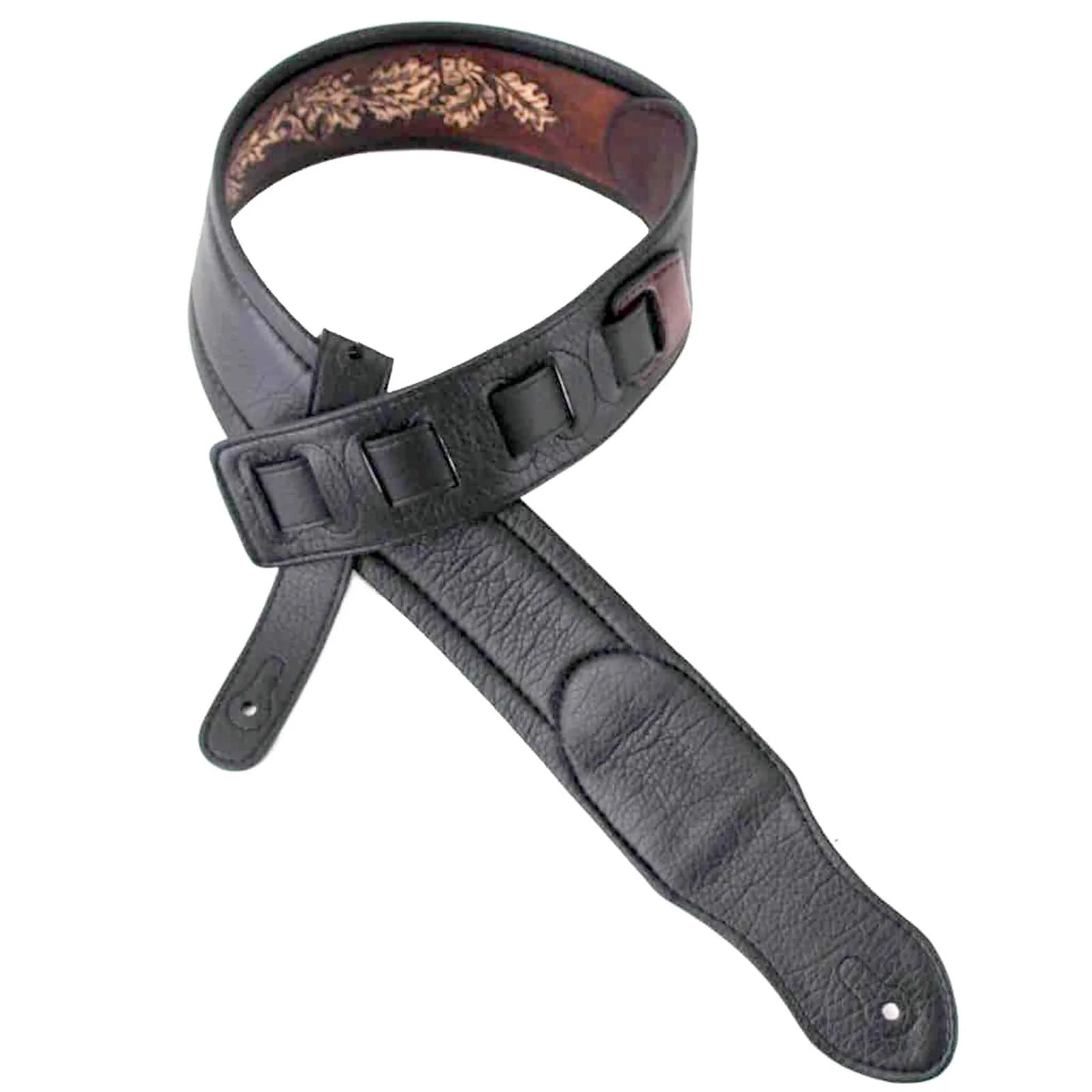 Walker & Williams KB-03-BRN Walnut Brown Full Grain Center Block Carving Leather Padded Guitar Strap With American Eagle & Oak Leaves For Acoustic, Electric, And Bass Guitars - Image 7