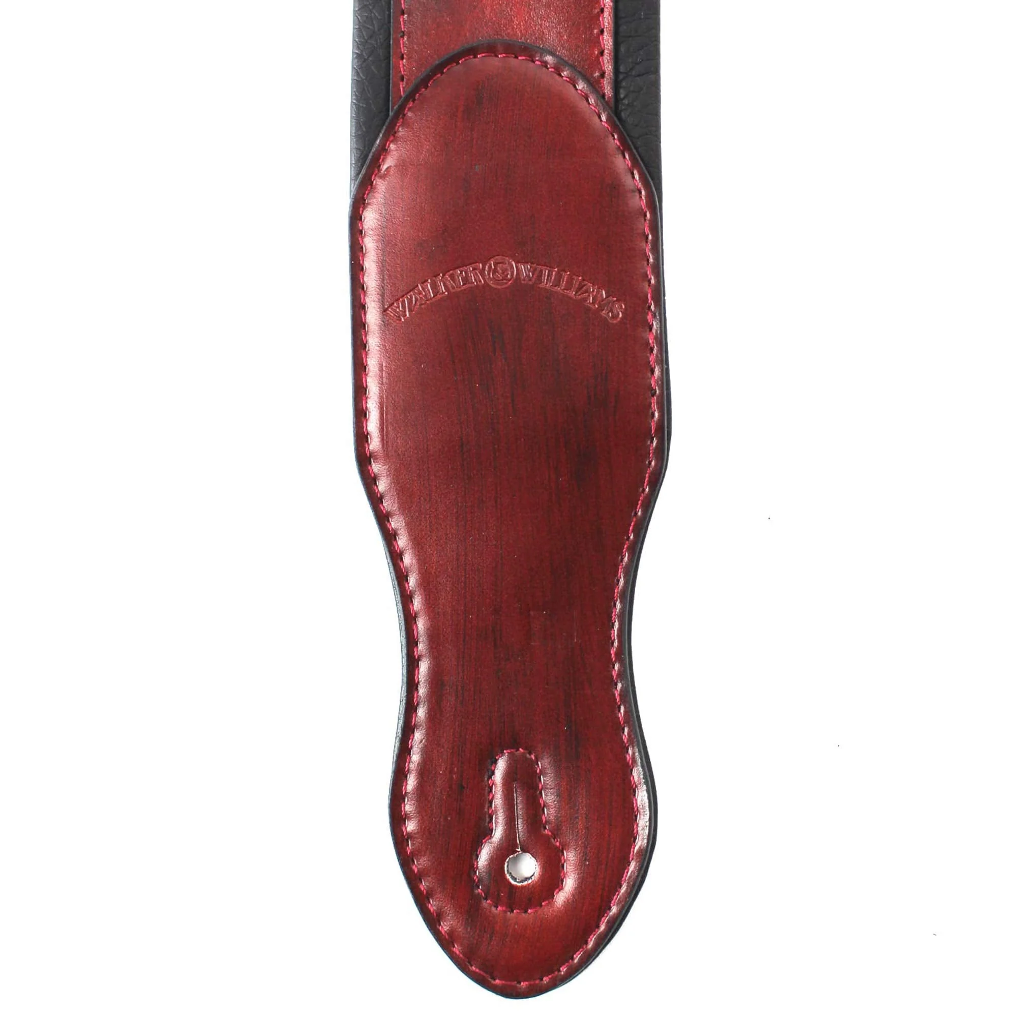 Walker & Williams KB-03-RB Mahogany Brown Full Grain Center Block Carved Leather Padded Guitar Strap With American Eagle & Oak Leaves For Acoustic, Electric, And Bass Guitars - Image 4