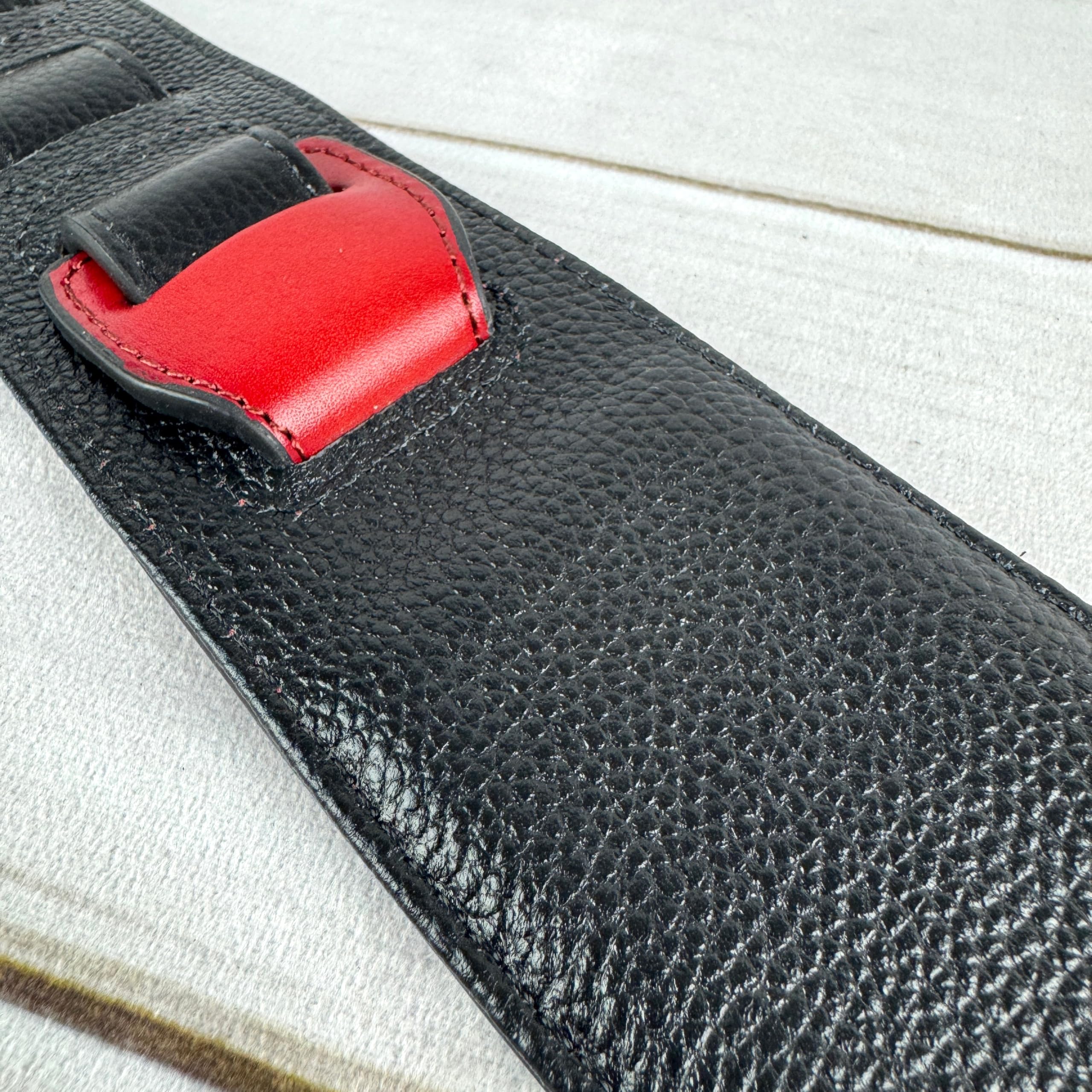 Walker & Williams LIH-3 Cherry Burst Red Hand Carved Premium Leather Guitar Strap With Black Zodiac Star Design And Premium Padded Leather Back For Acoustic, Electric, And Bass Guitars - Image 9