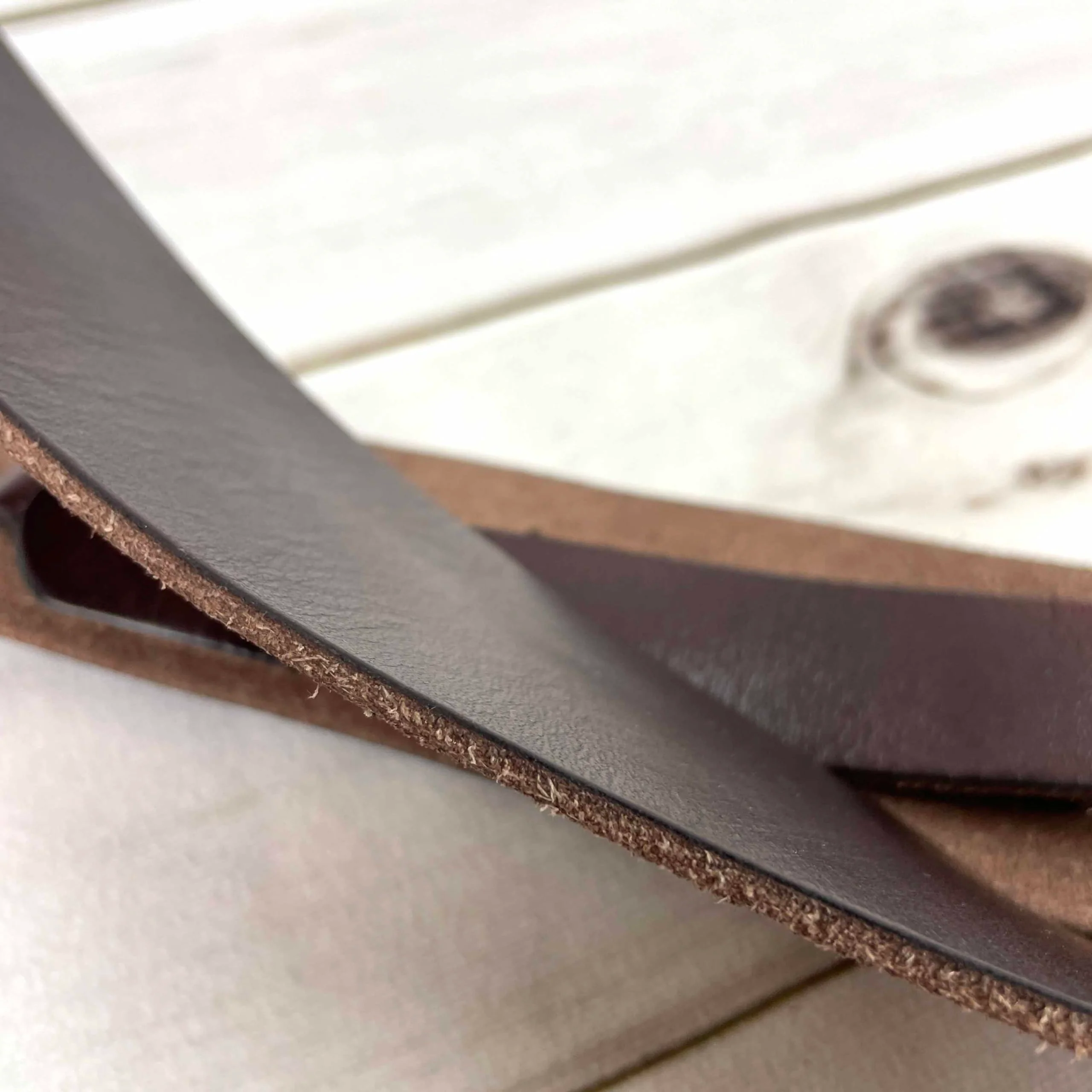 Walker & Williams S-05 Dark Walnut Brown Full Grain Extra Thick Soft Italian Leather Rugged Finish Guitar Strap - Image 3