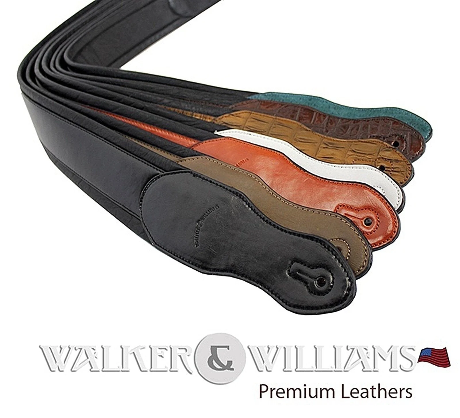 Walker & Williams SF-03 White & Black Textured Snake Pattern Guitar Strap with Snakehead - Image 7