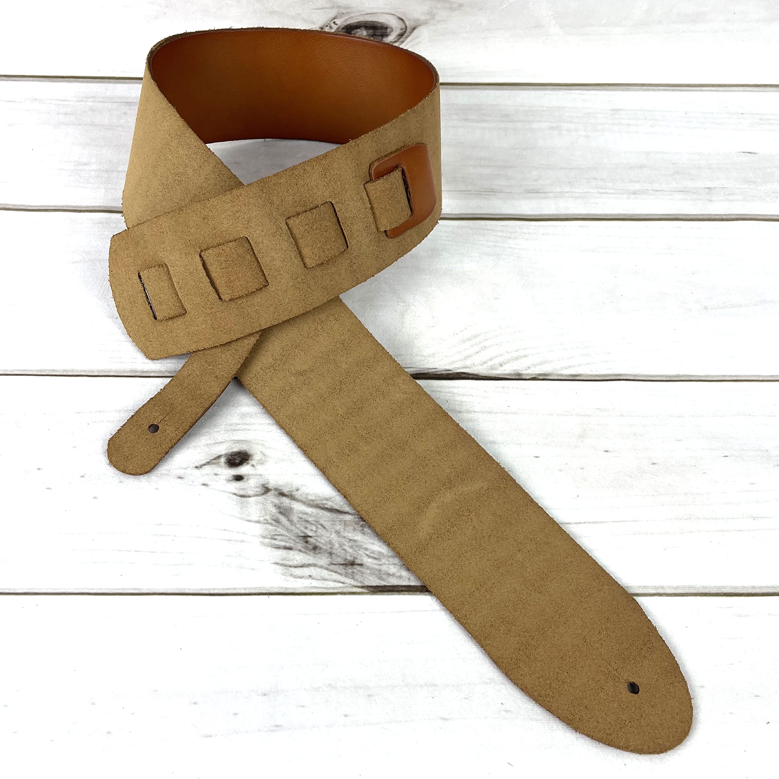 Walker & Williams SL-316 Premium Extra Wide 3" Saddle Tan Full Grain Leather Natural Finish Guitar Strap For Acoustic, Electric, And Bass Guitars - Image 9