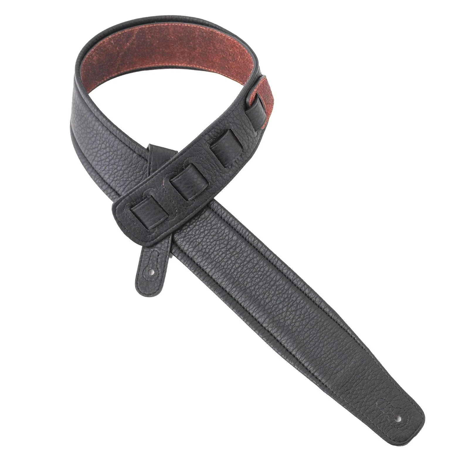 Walker & Williams STR-04 Distressed Mahogany Brown Italian Leather Padded Guitar Strap For Acoustic, Electric, And Bass Guitars - Image 5