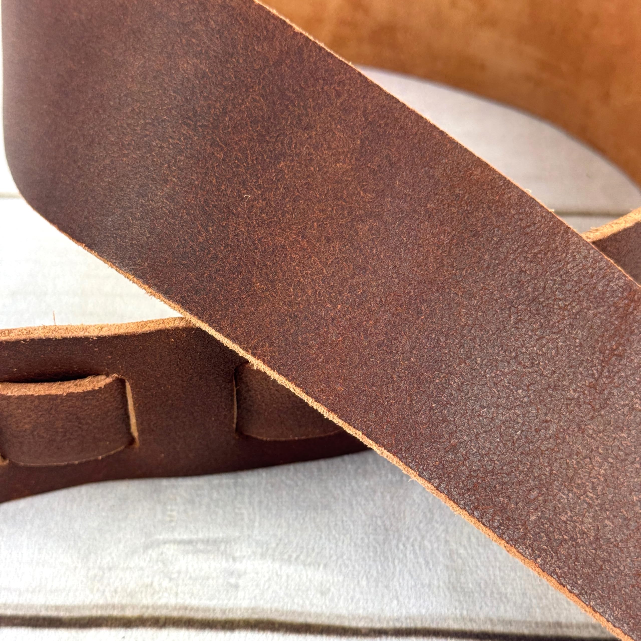 Walker & Williams STR-07 Distressed Brown “Bomber Jacket” Finish Italian Leather Guitar Strap For Acoustic, Electric, And Bass Guitars - Image 6