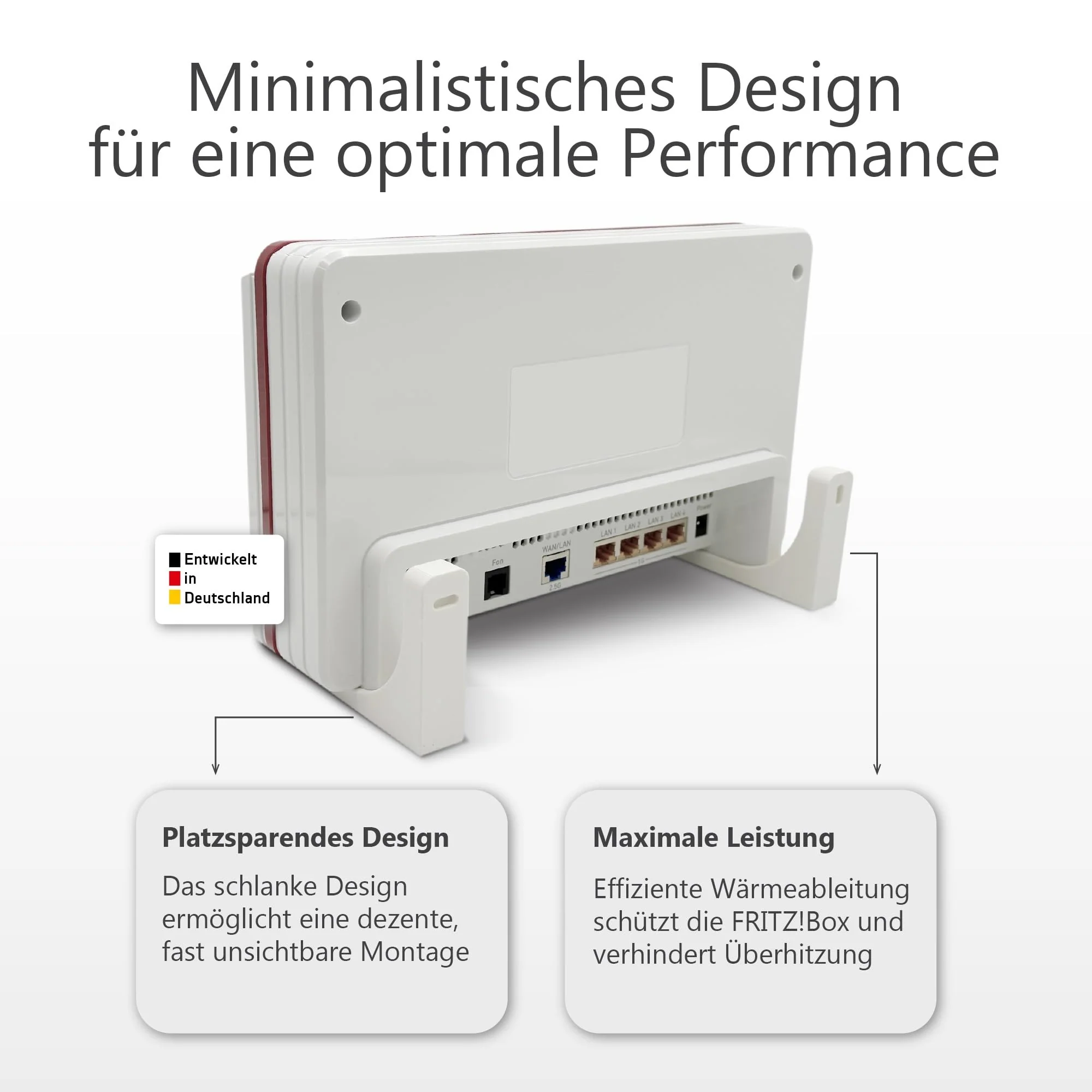 Wall mount for AVM FRITZ!Box 5690 Pro - robust, perfect fit, fibreglass connection (fibre) free, open design for heat dissipation, including drilling template, screws and dowels - made in Germany - Image 3