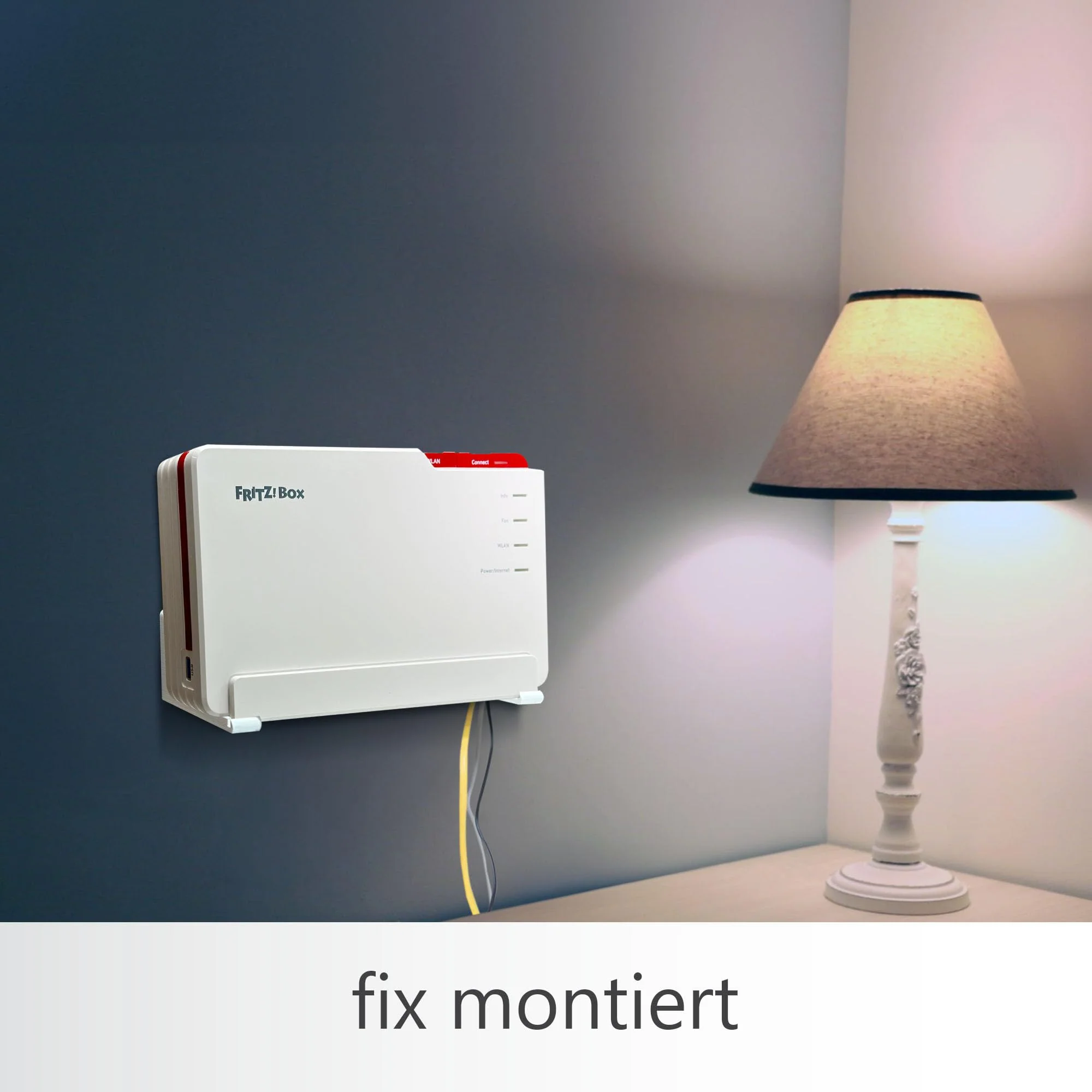 Wall mount for AVM FRITZ!Box 5690 Pro - robust, perfect fit, fibreglass connection (fibre) free, open design for heat dissipation, including drilling template, screws and dowels - made in Germany - Image 7
